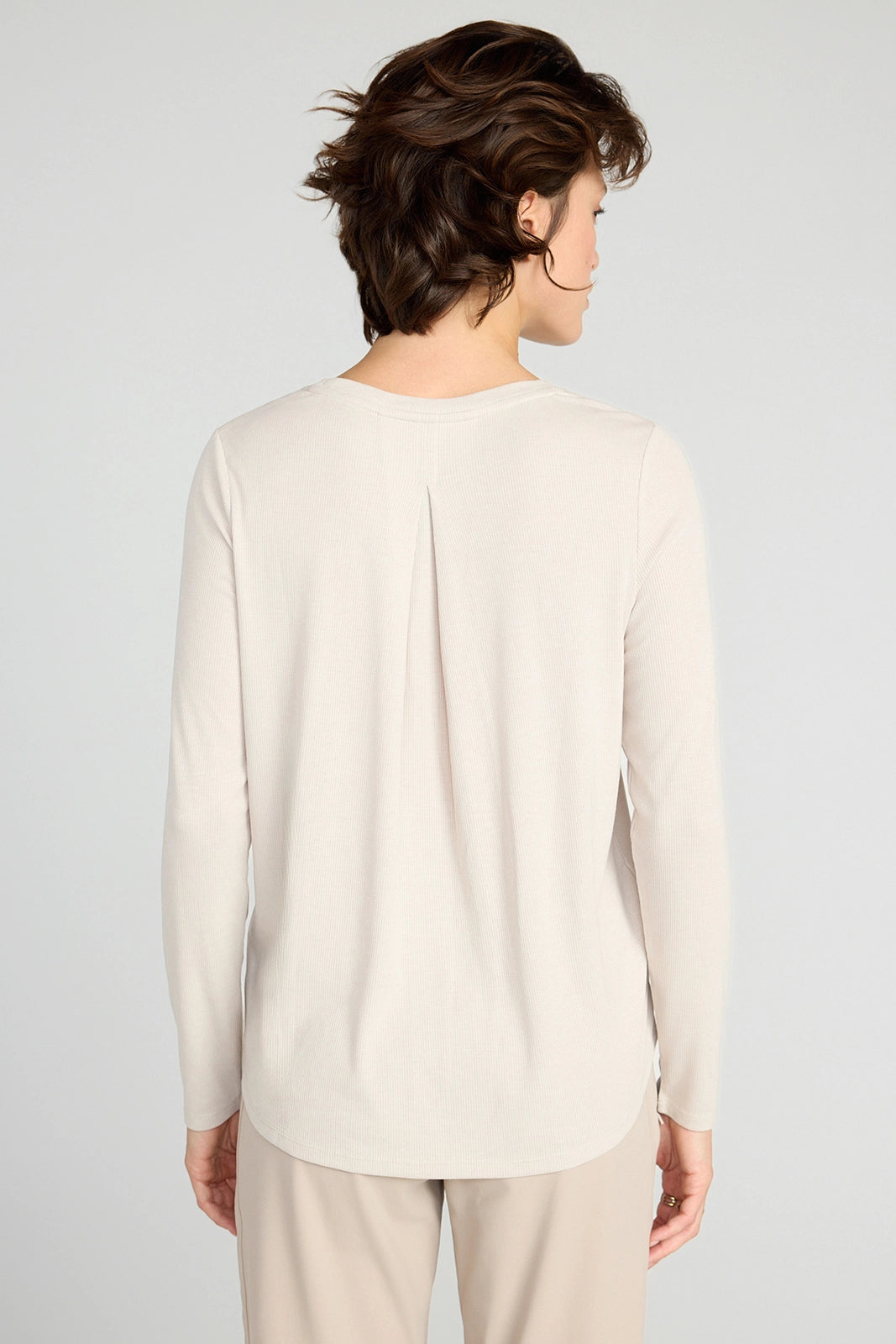 The Soft Ribbed GRS Certified Recycled Poly + Modal Long Sleeve - Tan