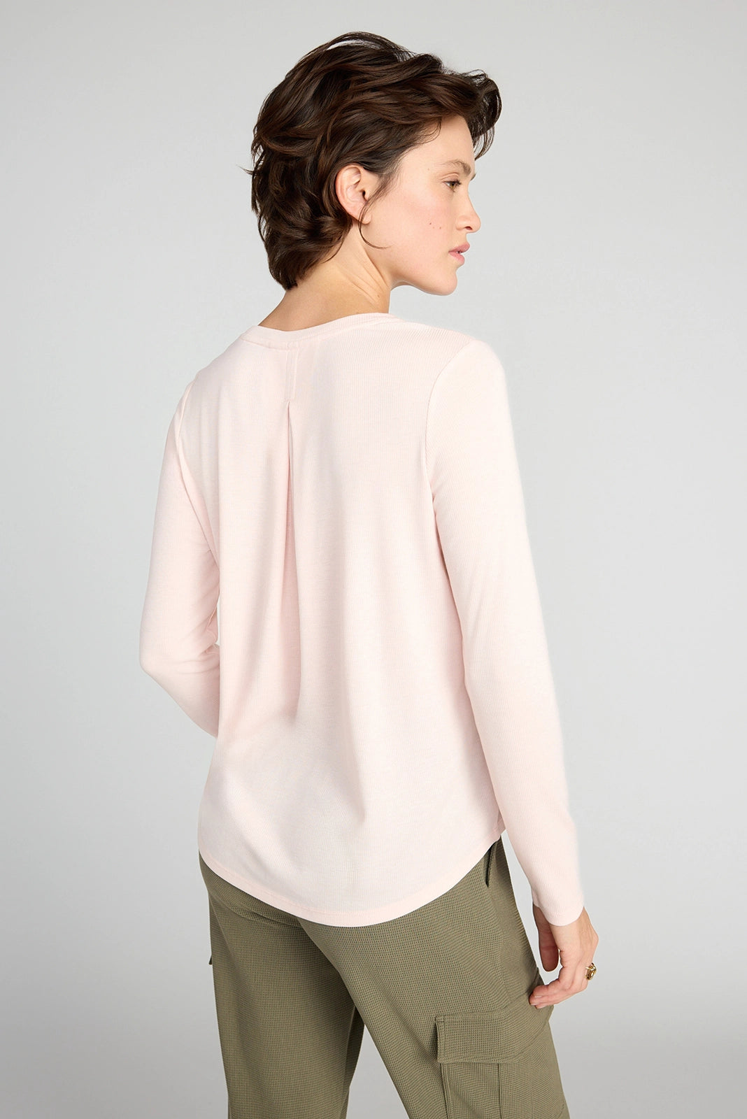 The Soft Ribbed GRS Certified Recycled Poly + Modal Long Sleeve - Light Pink