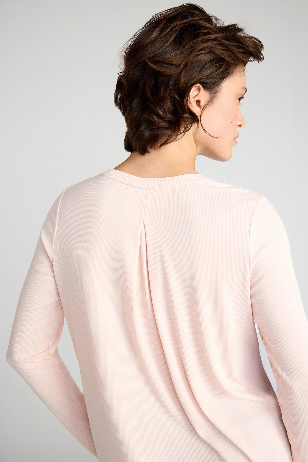 The Soft Ribbed GRS Certified Recycled Poly + Modal Long Sleeve - Light Pink