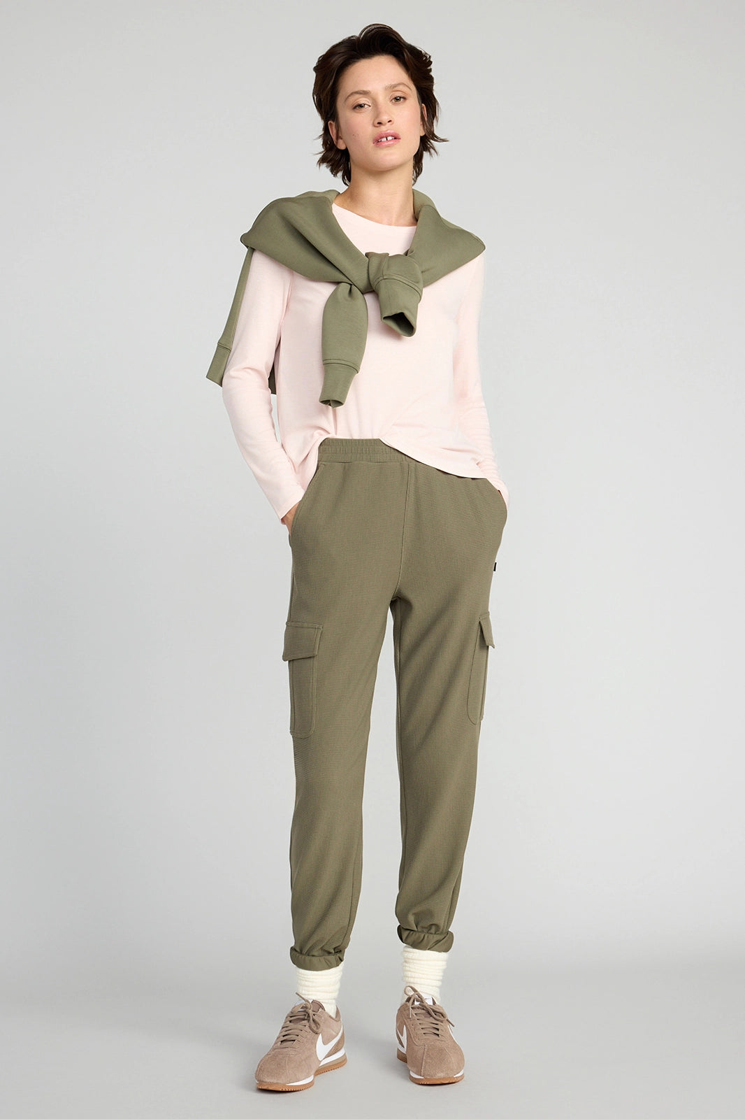 The Soft Ribbed GRS Certified Recycled Poly + Modal Long Sleeve - Light Pink