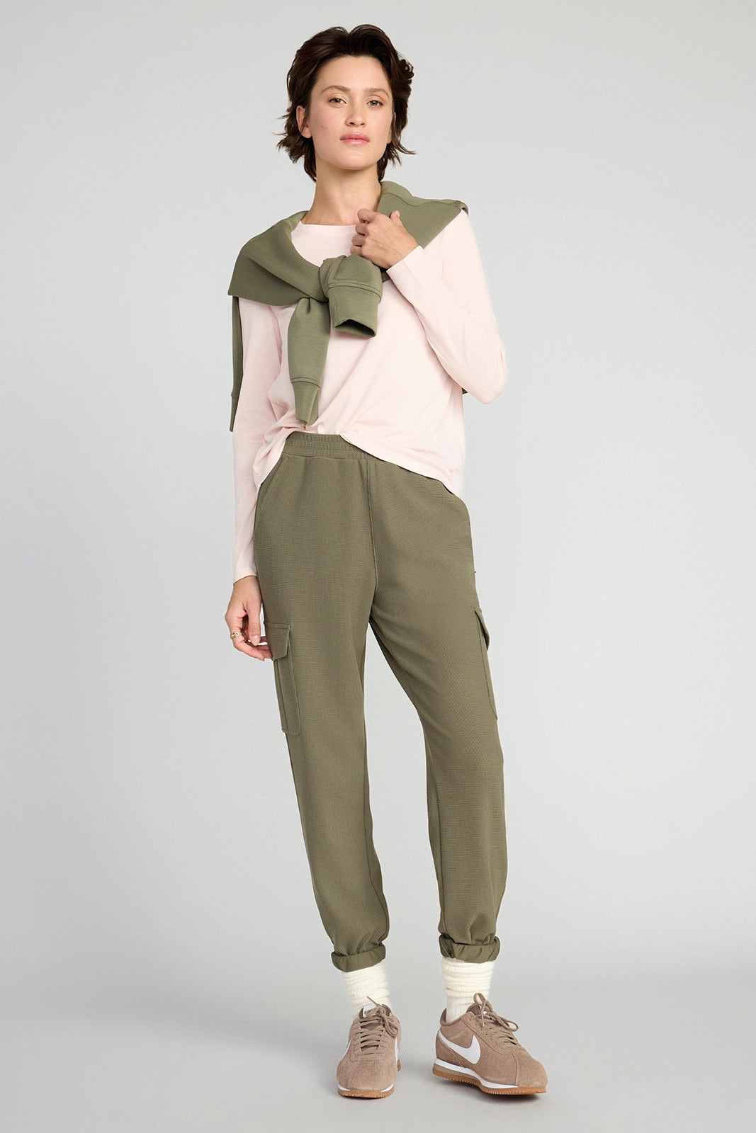 The Soft Ribbed GRS Certified Recycled Poly + Modal Long Sleeve - Light Pink