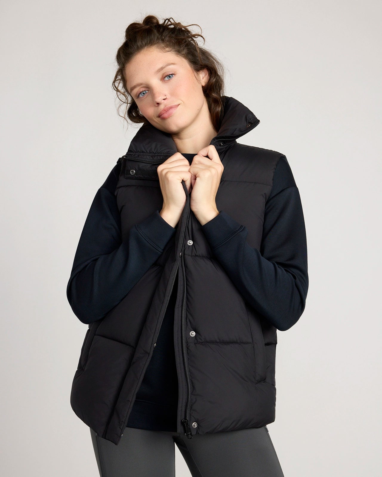 The Warm Stretch GRS Certified Recycled Poly + TENCEL™ Modal Sweatshirt - Black