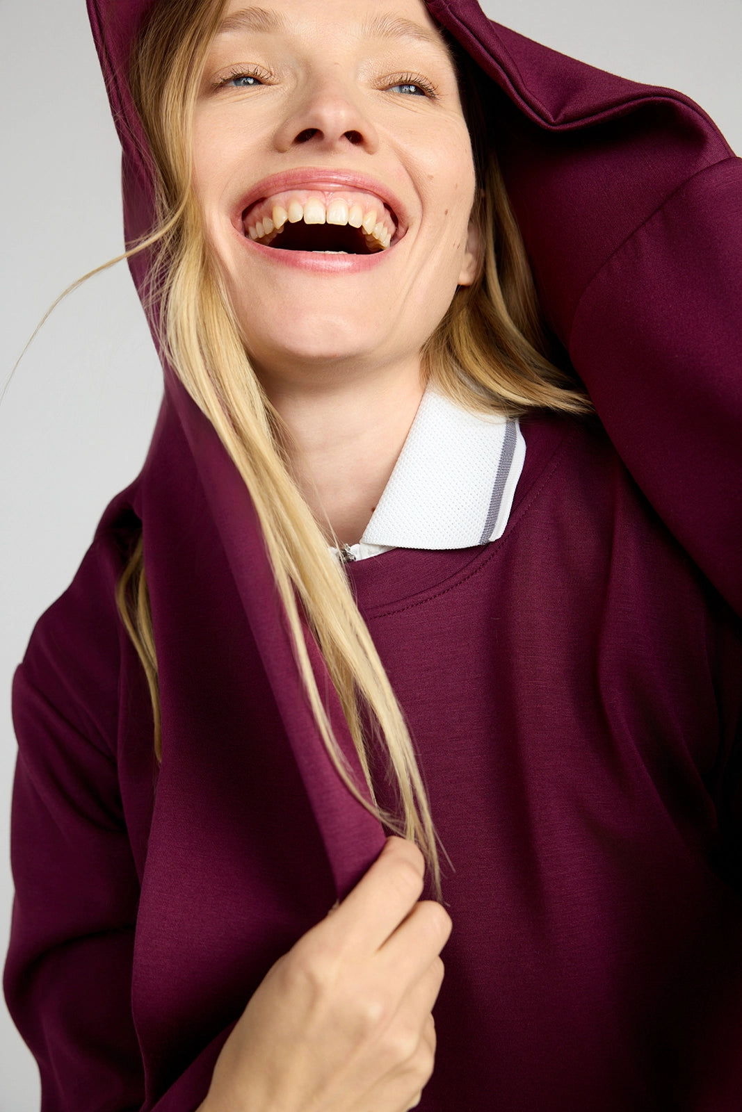 The Warm Stretch GRS Certified Recycled Poly + Modal Sweatshirt - Maroon