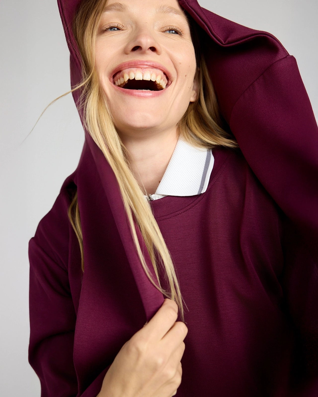 The Warm Stretch GRS Certified Recycled Poly + TENCEL™ Modal Sweatshirt - Maroon