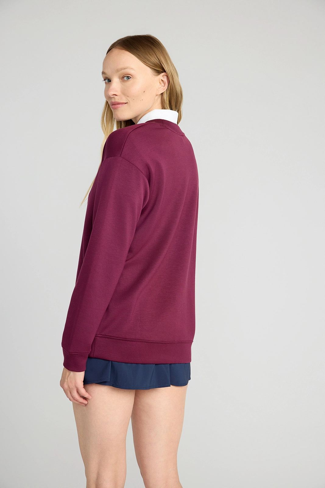 The Warm Stretch GRS Certified Recycled Poly + Modal Sweatshirt - Maroon