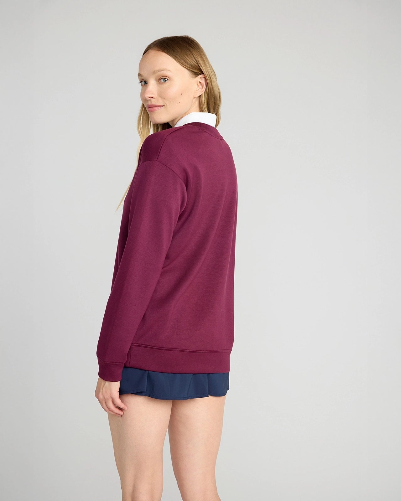 The Warm Stretch GRS Certified Recycled Poly + TENCEL™ Modal Sweatshirt - Maroon