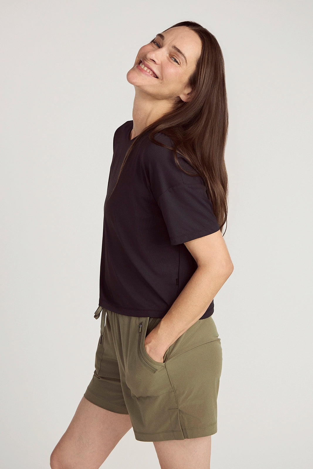 The Breathable GRS Certified Recycled Nylon Mesh Cropped Tee - Black