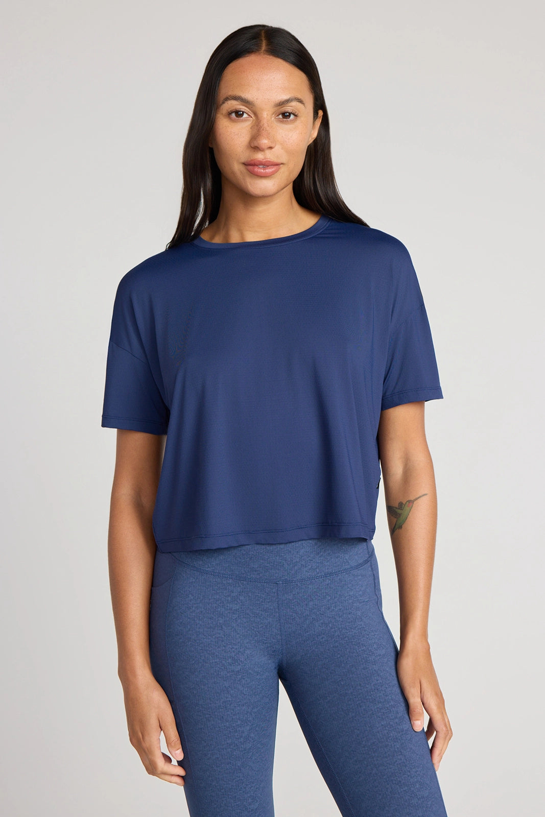 The Breathable GRS Certified Recycled Nylon Mesh Cropped Tee - Naval Academy