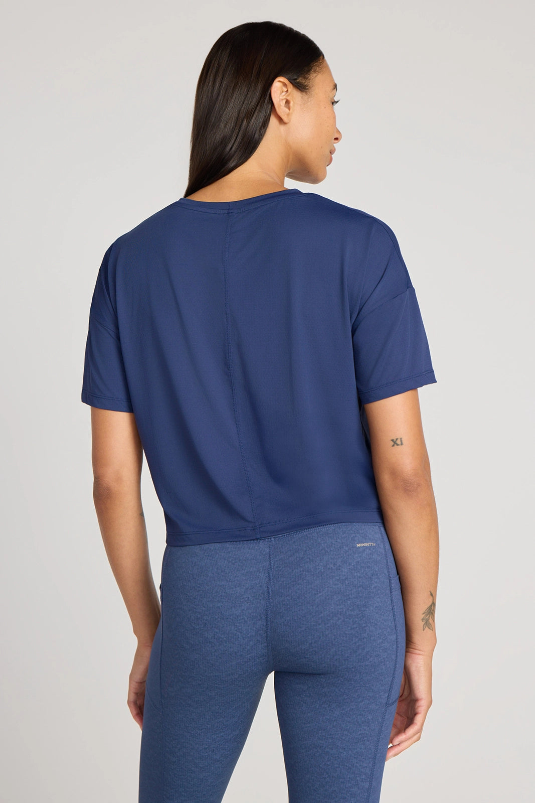 The Breathable GRS Certified Recycled Nylon Mesh Cropped Tee - Naval Academy