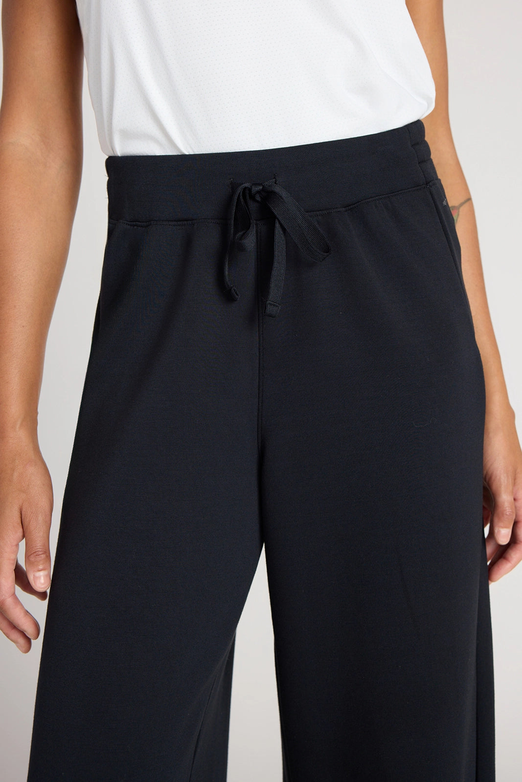 The Light Stretch GRS Certified Recycled Poly + Modal Wide Leg Pant - Black