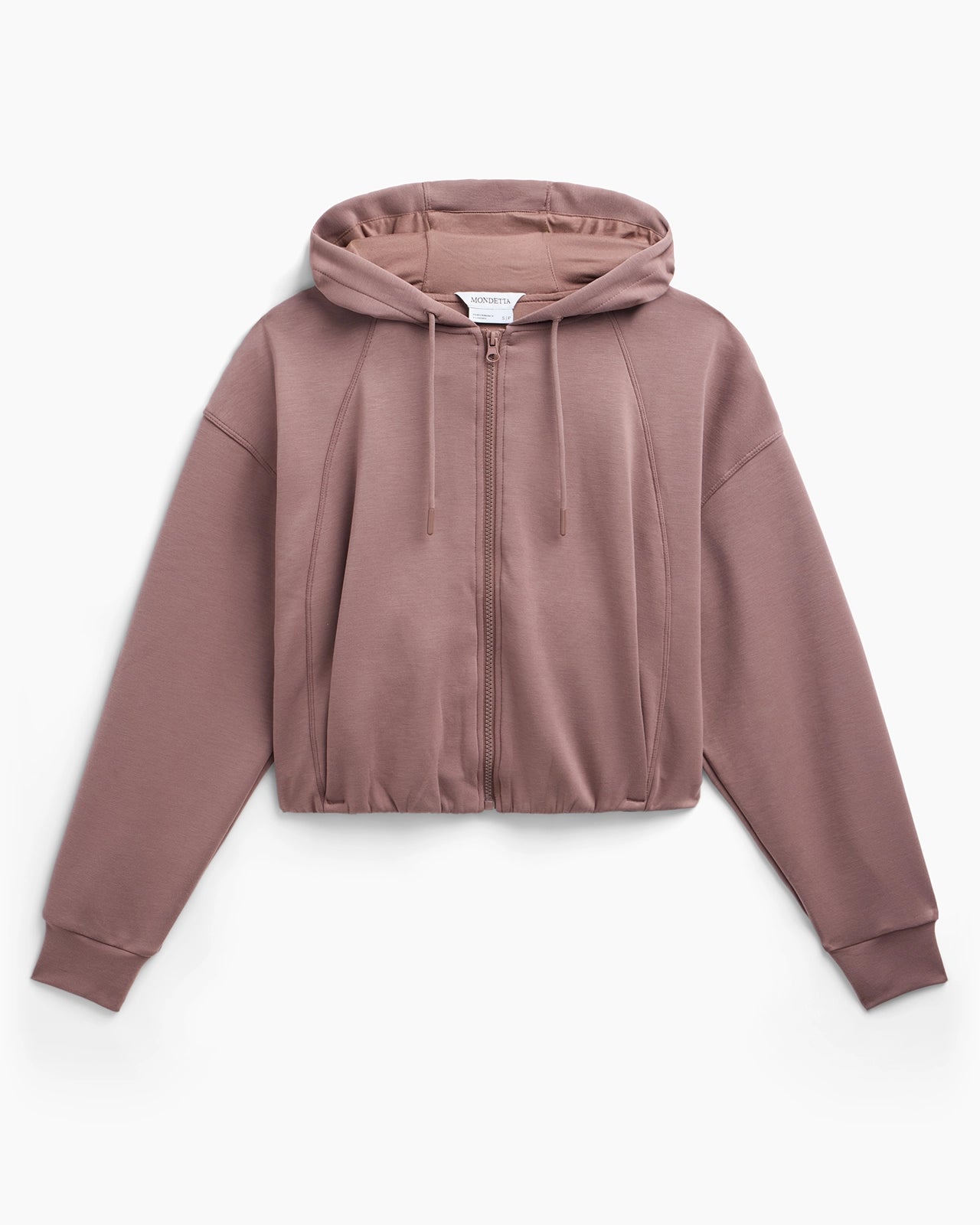 The Double Knit GRS Certified Recycled Poly + Modal Cropped Hoodie - Deep Taupe