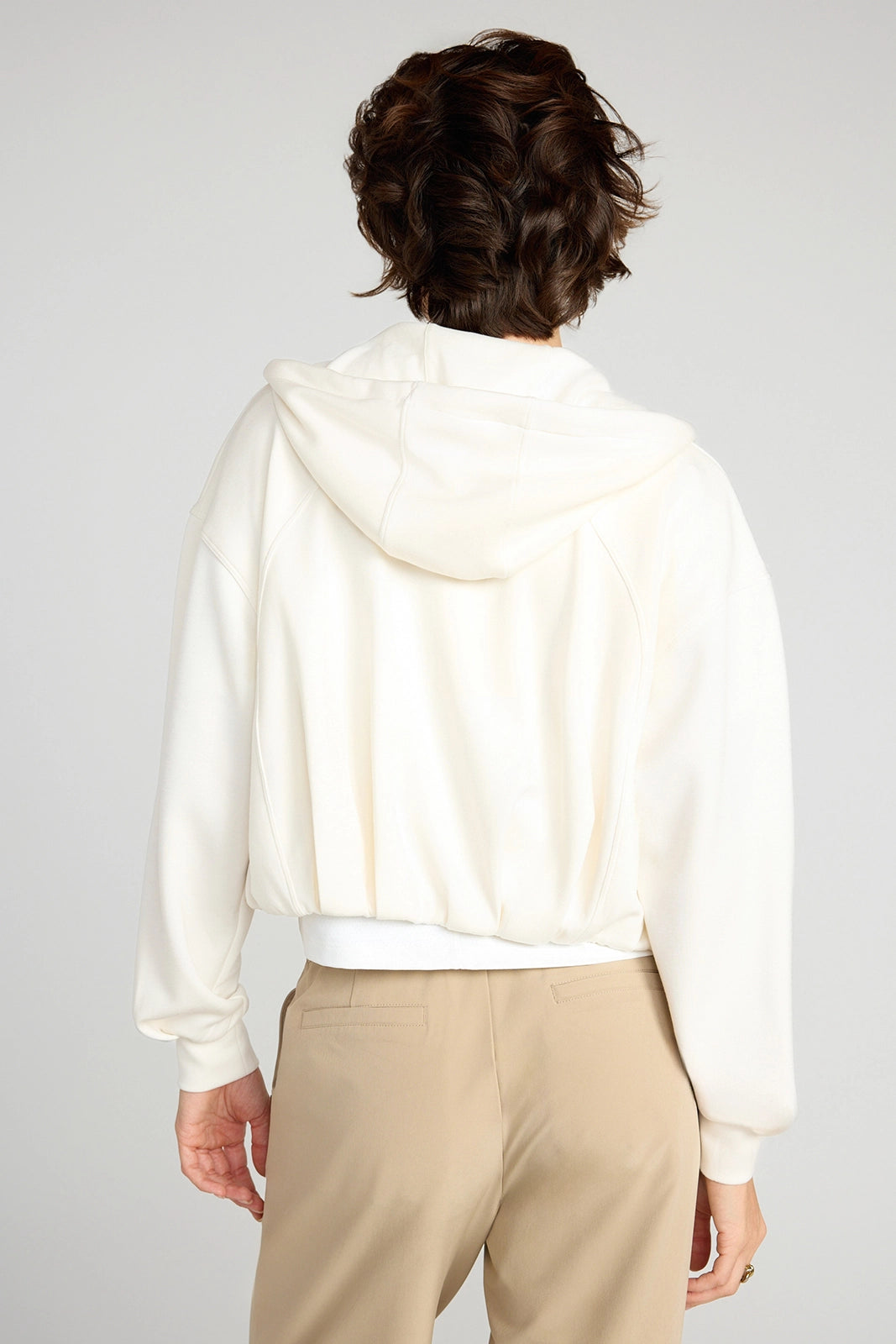 The Double Knit GRS Certified Recycled Poly + Modal Cropped Hoodie - Sugar Swizzle