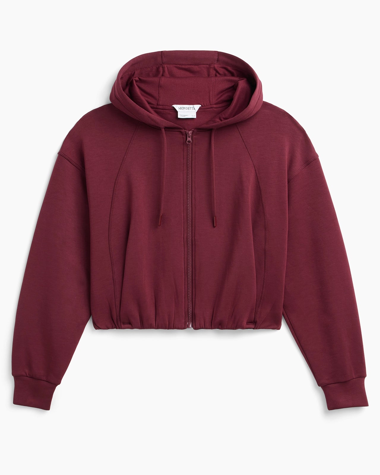 The Double Knit GRS Certified Recycled Poly + Modal Cropped Hoodie - Tawny Port