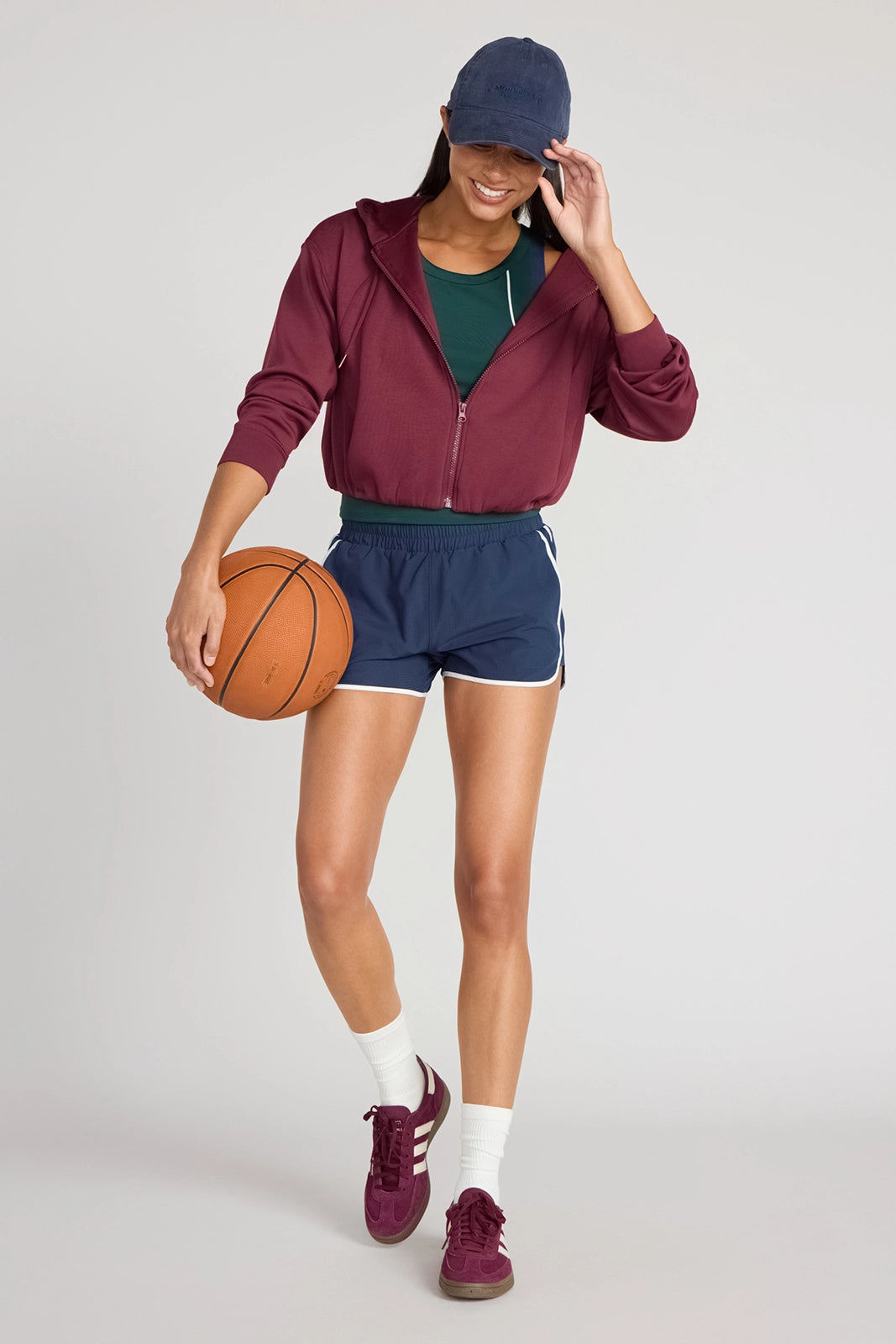 The Double Knit GRS Certified Recycled Poly + Modal Cropped Hoodie - Tawny Port