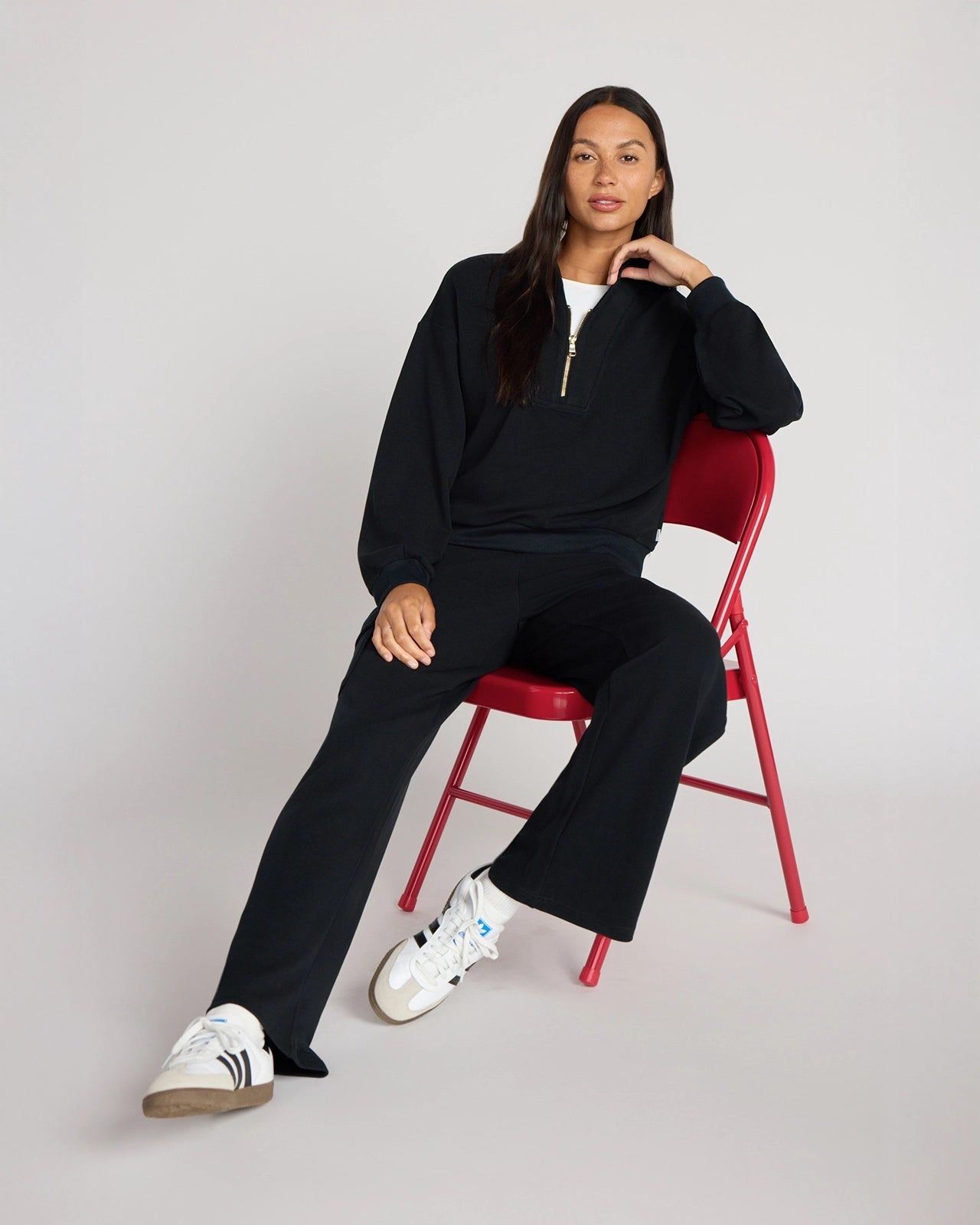 The Soft Luxe TENCEL™ Lyocell Waffle 1/4 Zip - Black