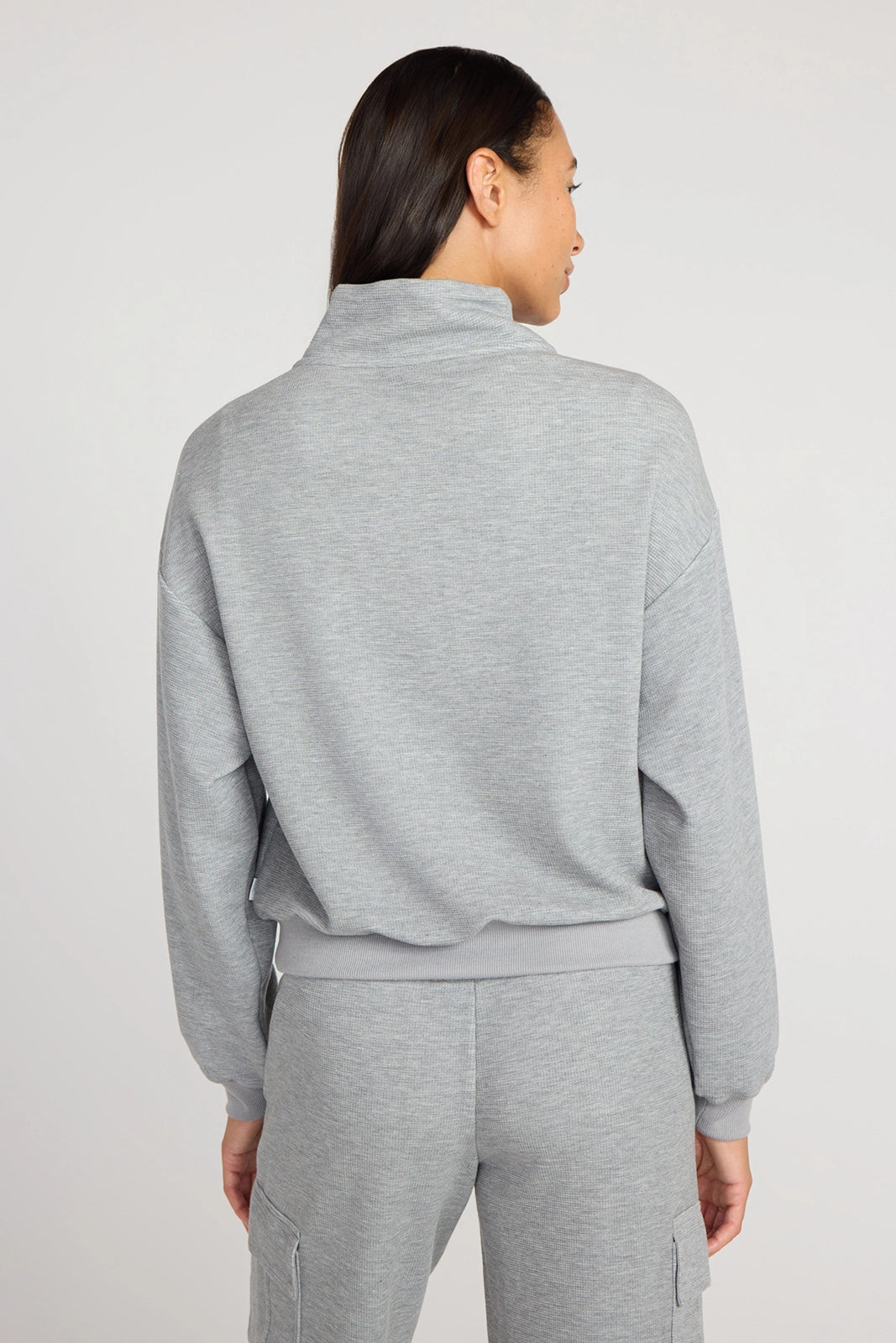 The Soft Luxe Modal + GRS Certified Recycled Poly Waffle 1/4 Zip - Heather Grey