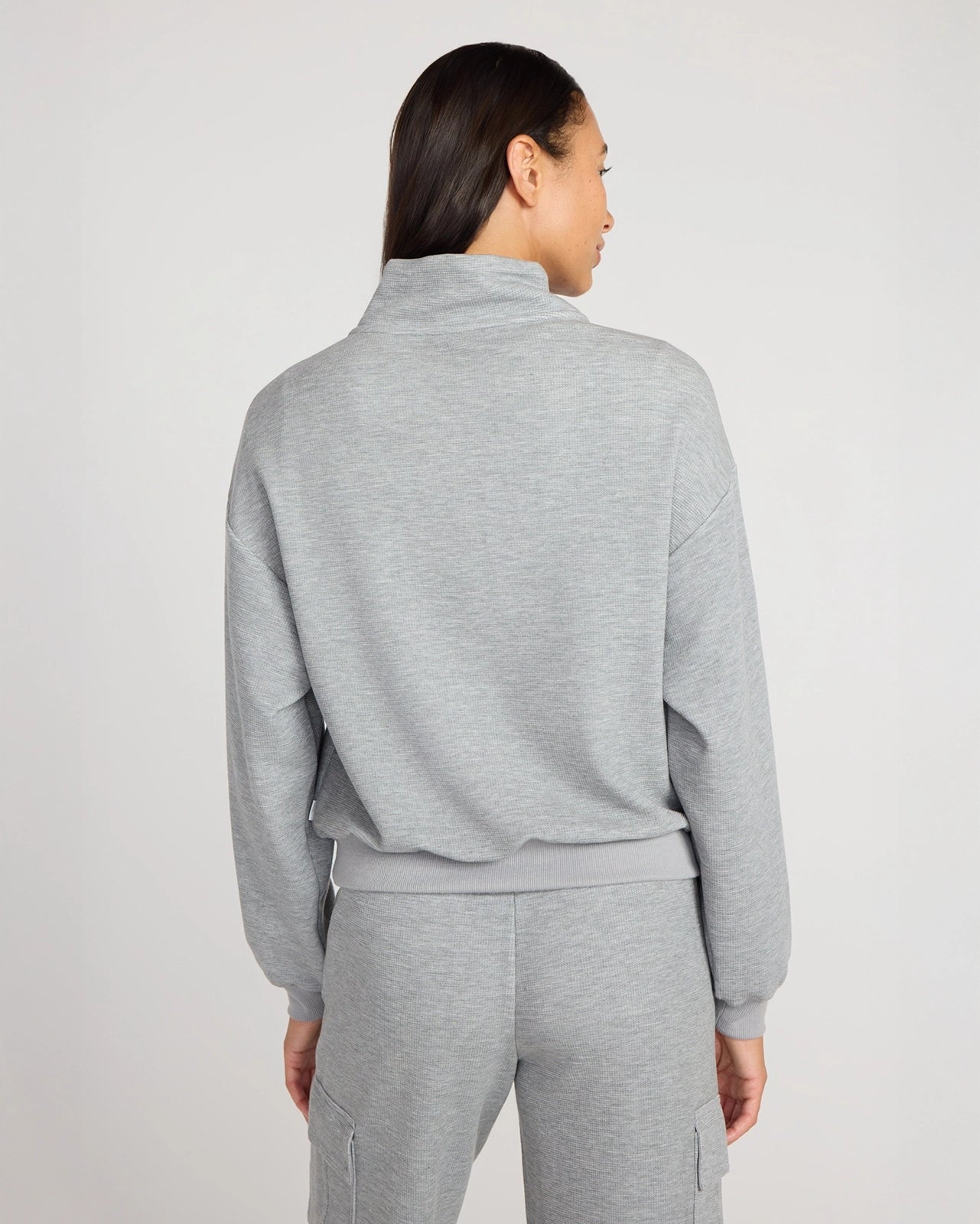 The Soft Luxe TENCEL™ Lyocell Waffle 1/4 Zip - Heather Grey