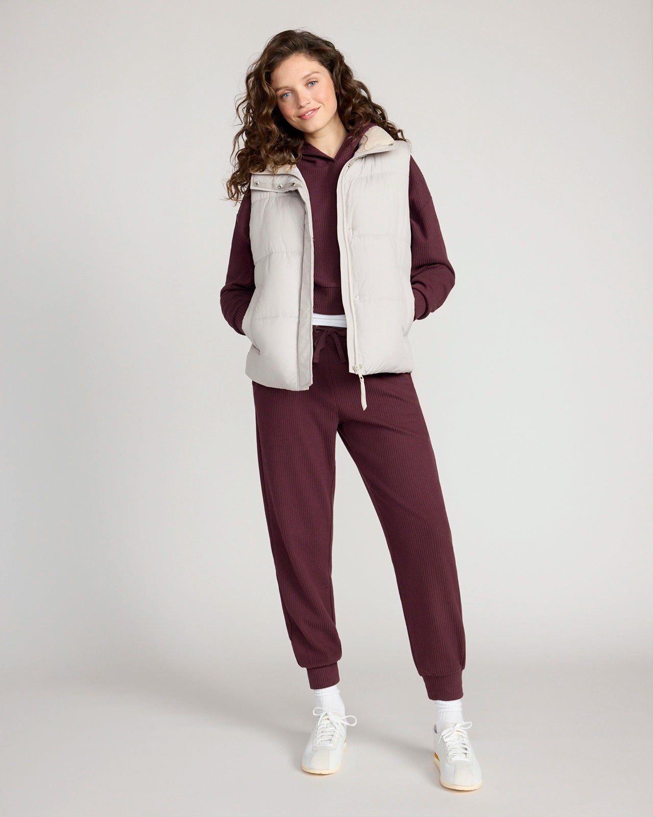 The Soft Luxe Ribbed GRS Certified Recycled Poly Cropped Hoodie - Fudge