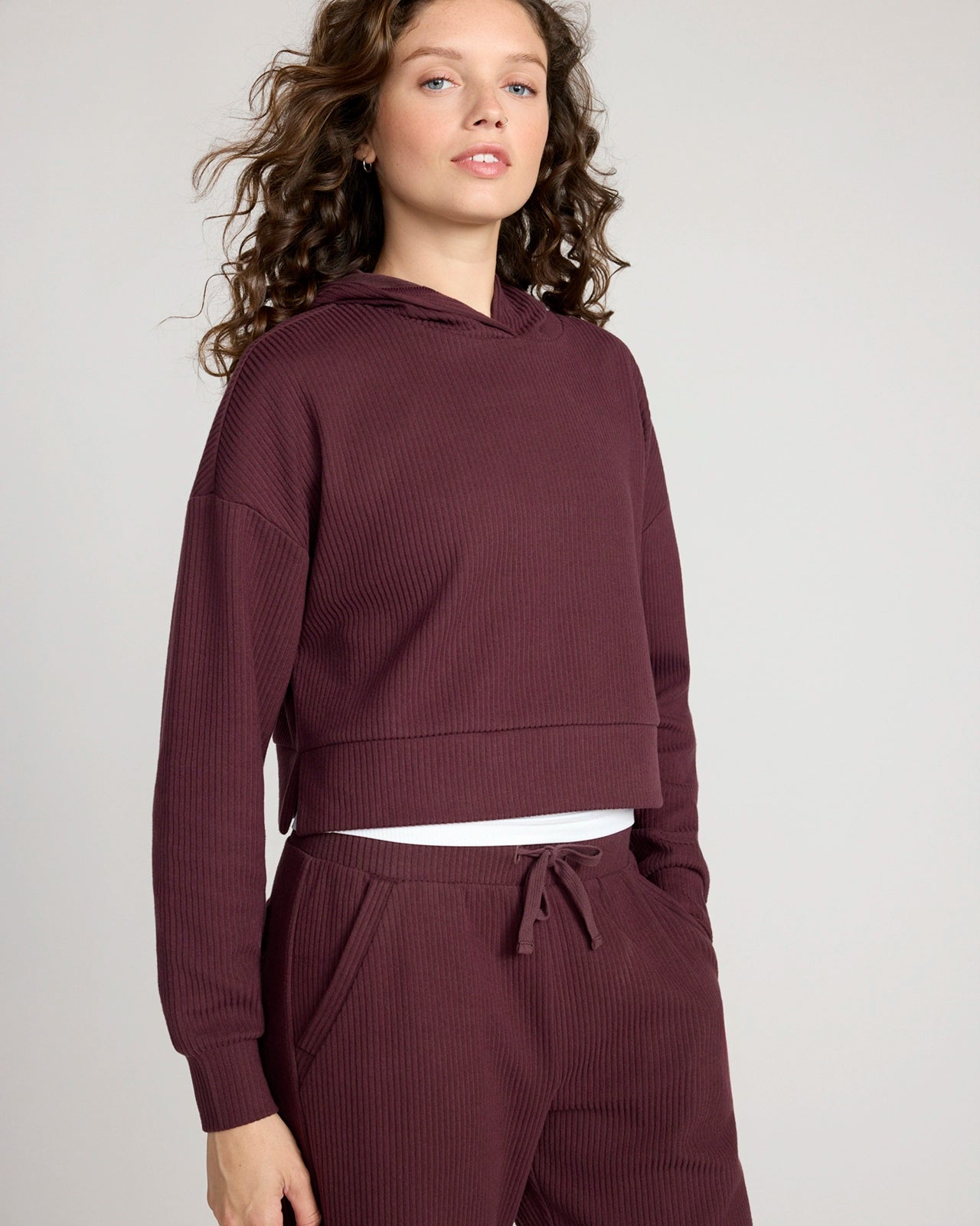The Soft Luxe Ribbed GRS Certified Recycled Poly Cropped Hoodie