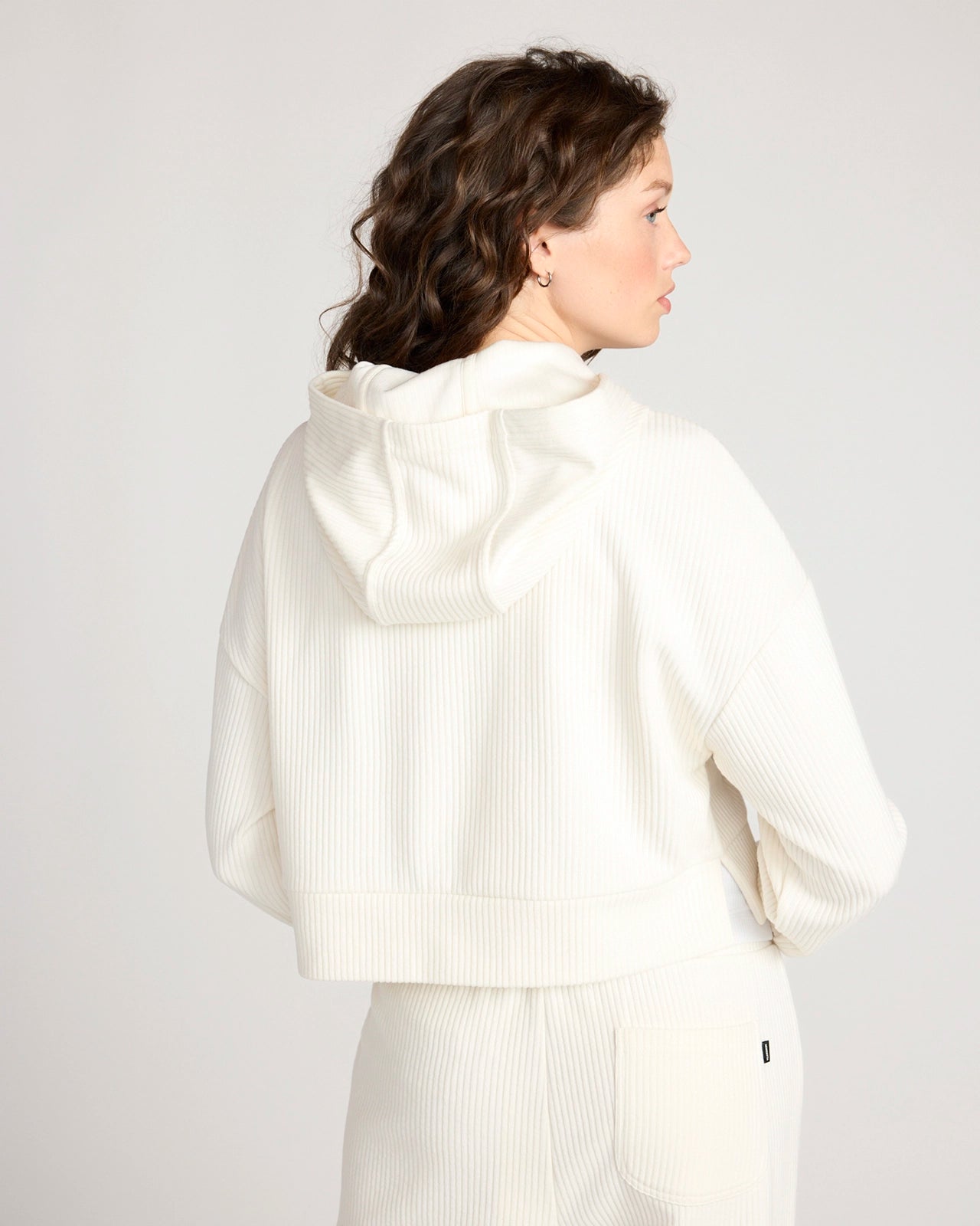 The Soft Luxe Ribbed GRS Certified Recycled Poly Cropped Hoodie