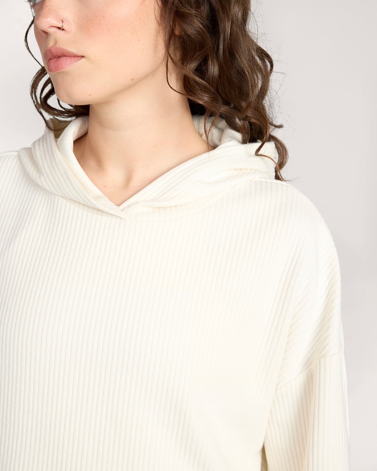 The Soft Luxe Ribbed GRS Certified Recycled Poly Cropped Hoodie