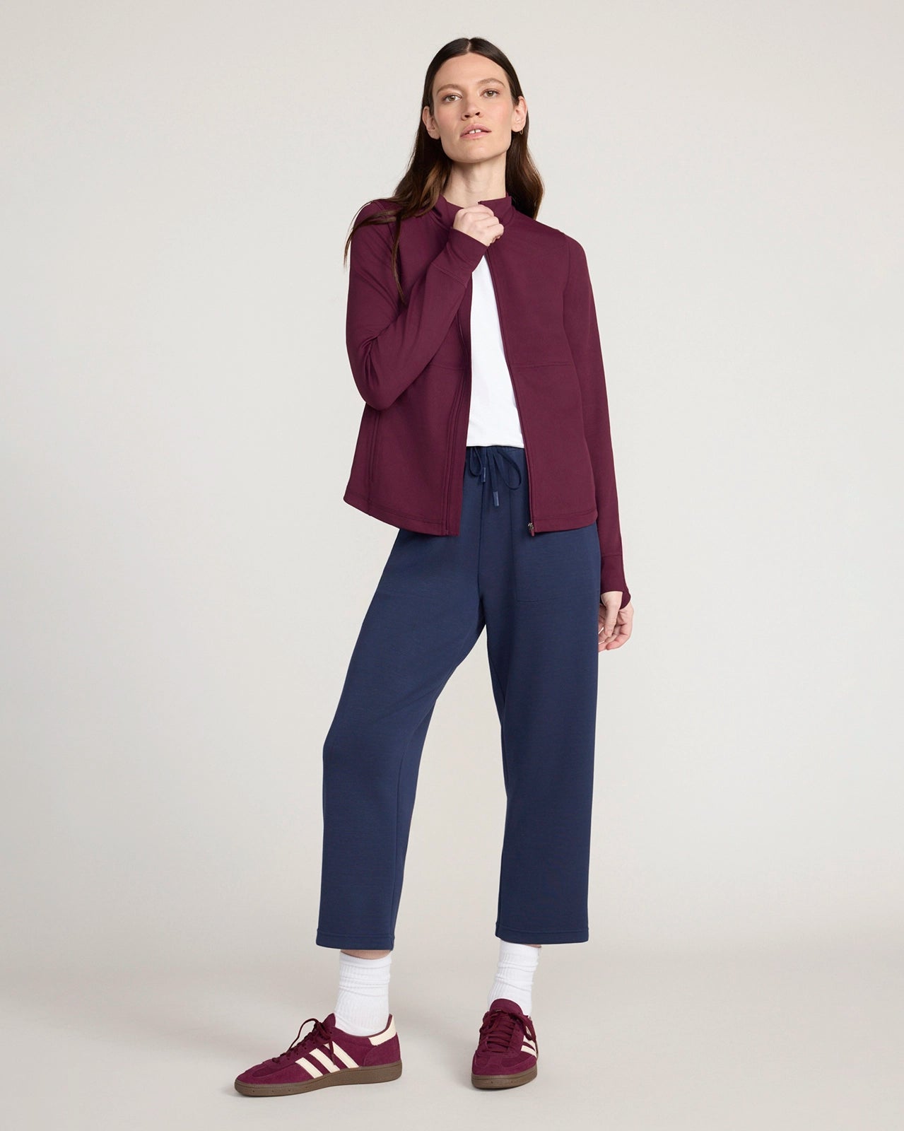 The Active Shadow Waves Jacquard Full Zip Jacket - Fig Purple