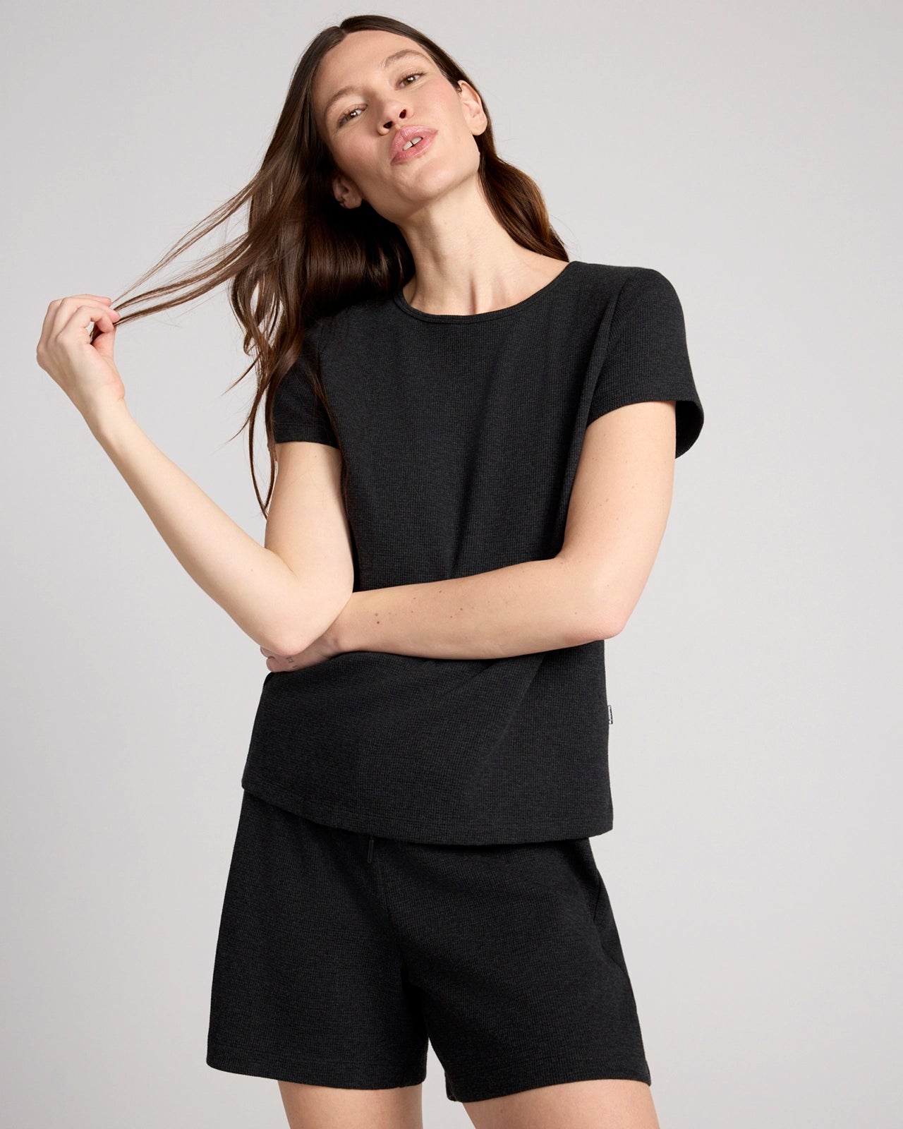 The Organic Cotton Club Waffle Short - Black