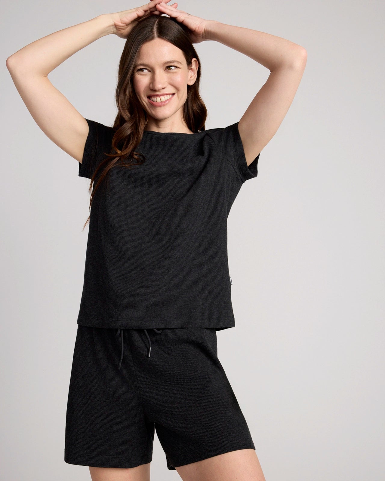 The Organic Cotton Club + GRS Certified Recycled Poly Waffle Tee - Black