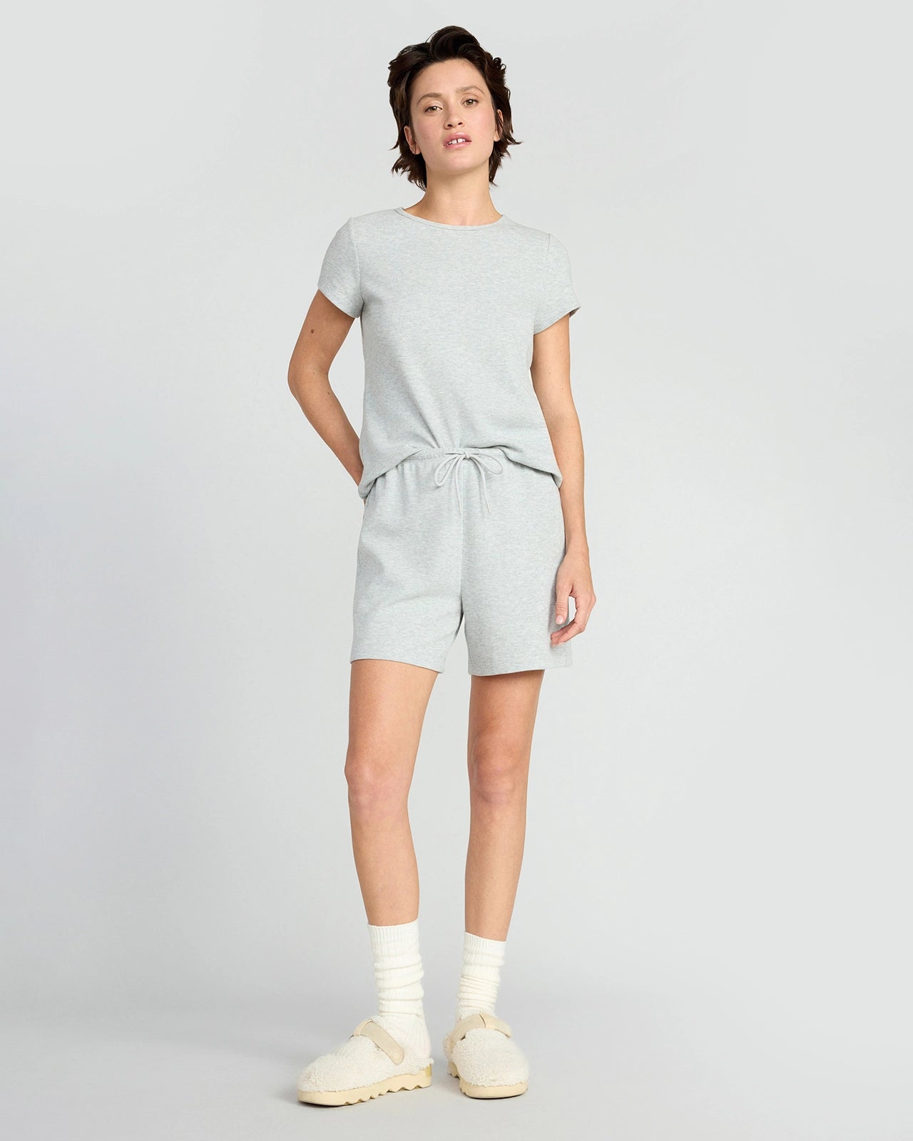 The Organic Cotton Club + GRS Certified Recycled Poly Waffle Tee - Grey