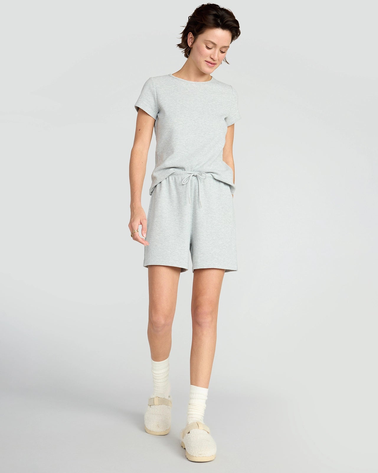 The Organic Cotton Club + GRS Certified Recycled Poly Waffle Tee - Grey