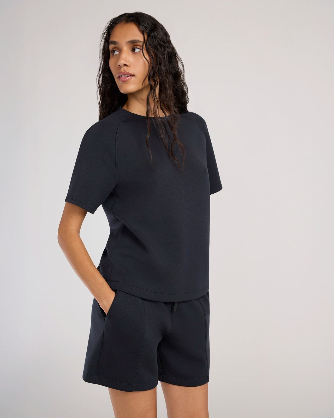 The Soft Tech Fleece Short Sleeve Top - Black