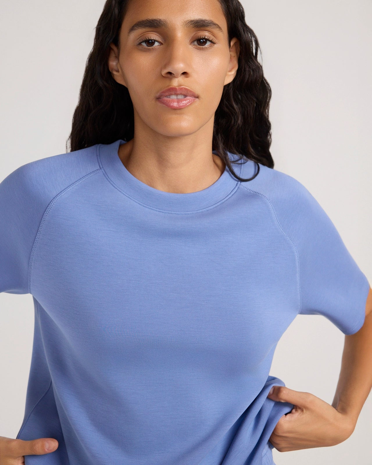 The Soft Tech Fleece Short Sleeve Top - Colony Blue