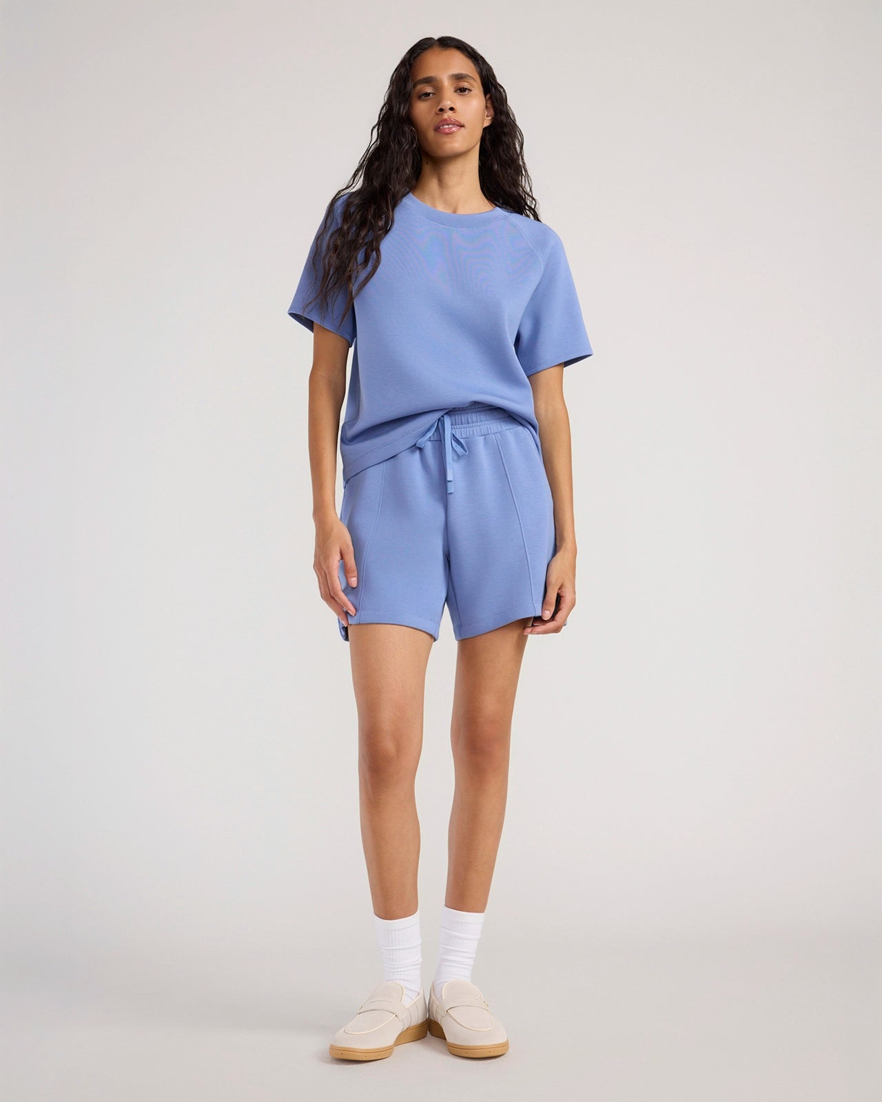 The Soft Tech Fleece Short Sleeve Top - Colony Blue
