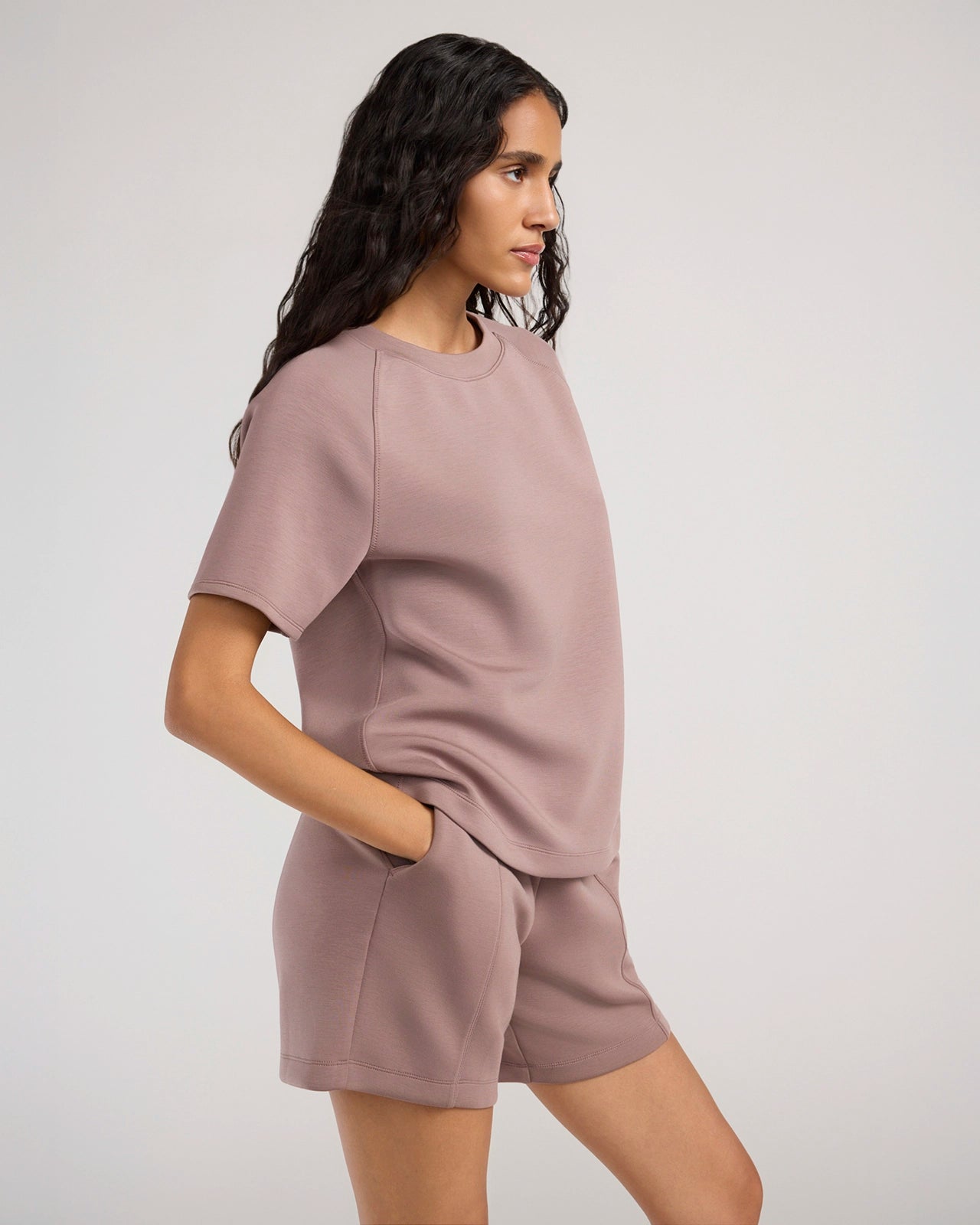 The Soft Tech Fleece Short Sleeve Top - Deep Taupe
