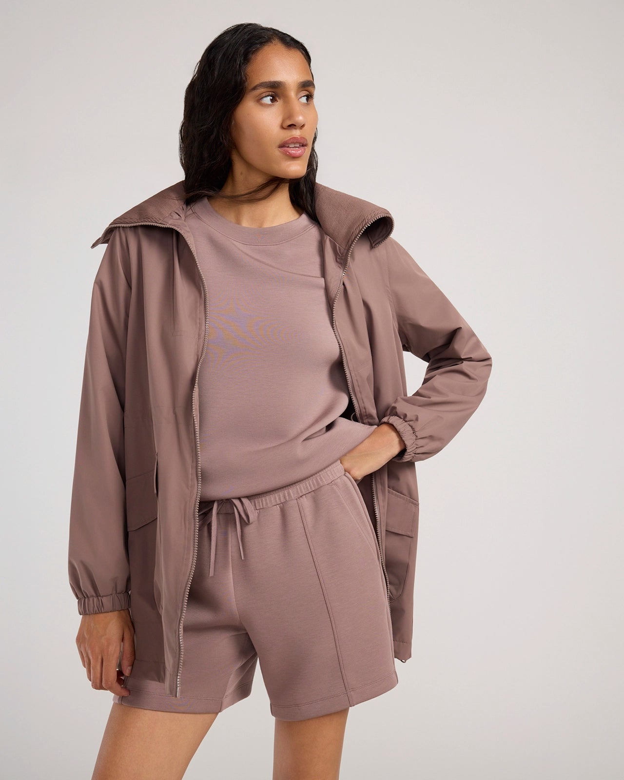 The Soft Tech Fleece Short Sleeve Top - Deep Taupe