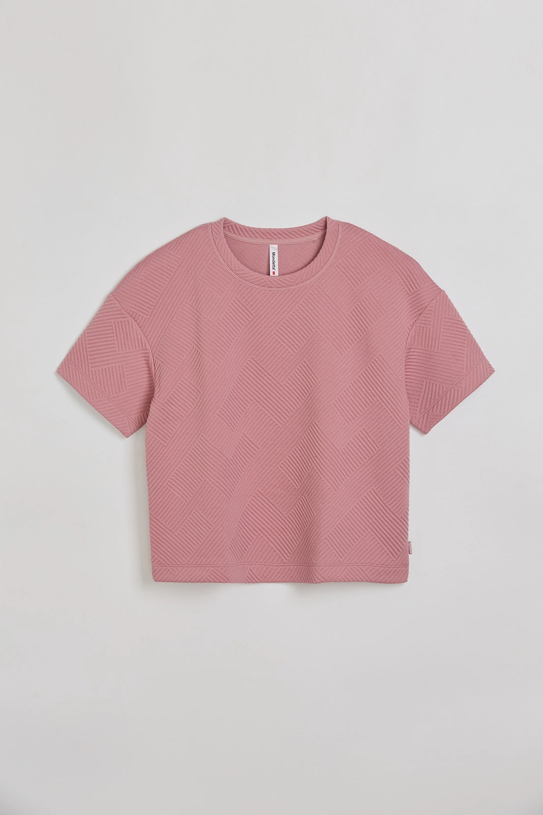 The Soft Stretch Geo Jacquard Crew Neck Top - Lilas Pink