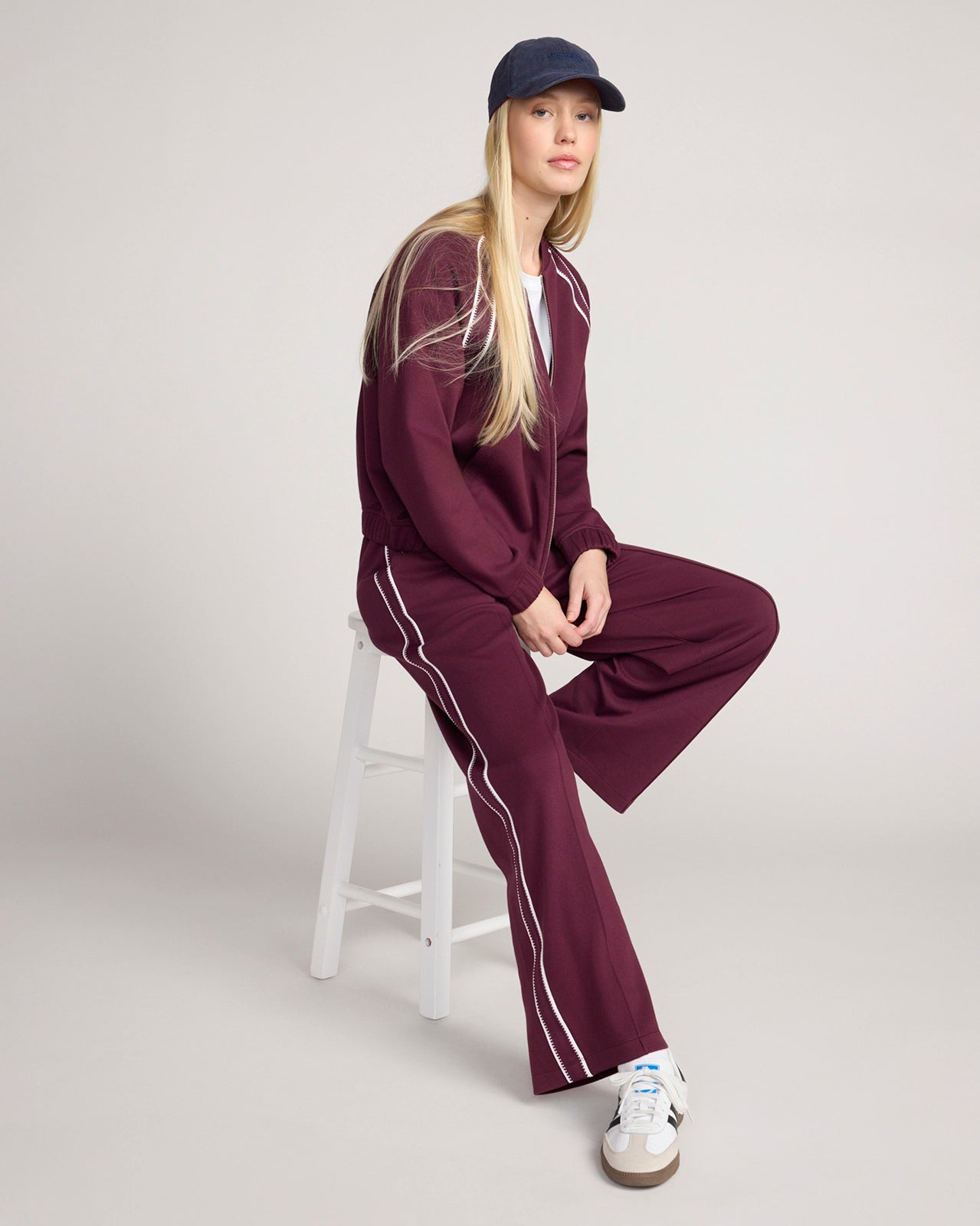 The Soft Luxe Organic Cotton Bomber Jacket - Dark Red