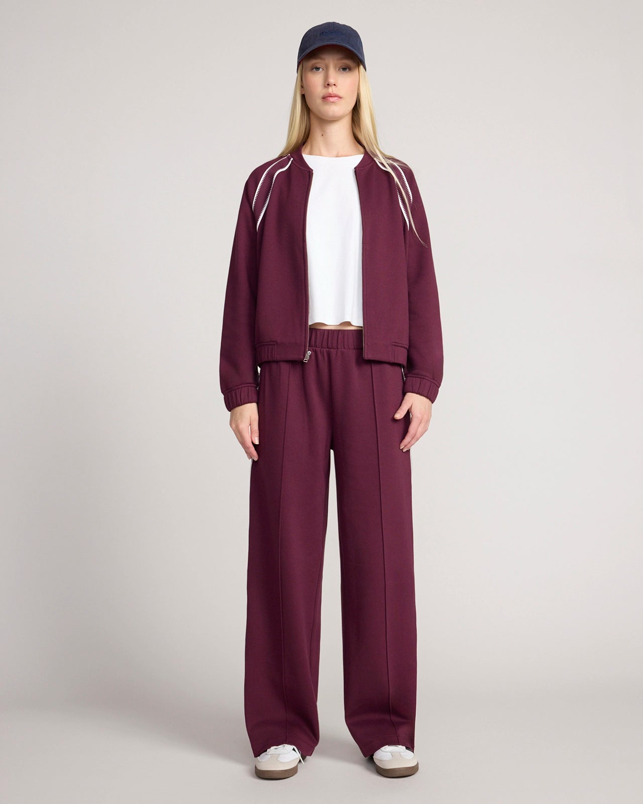 The Soft Luxe Organic Cotton Bomber Jacket - Dark Red