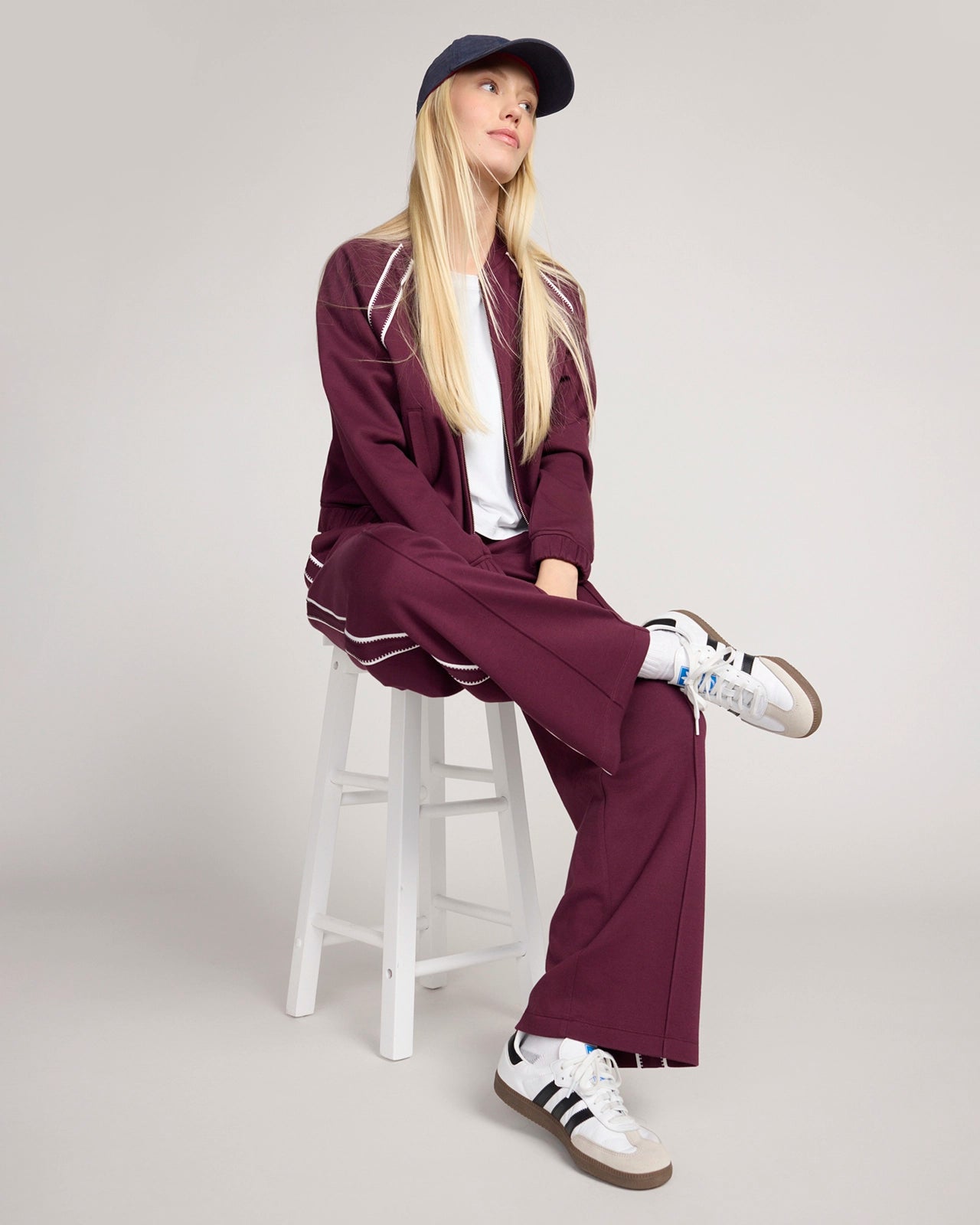 The Soft Luxe Organic Cotton Bomber Jacket - Dark Red