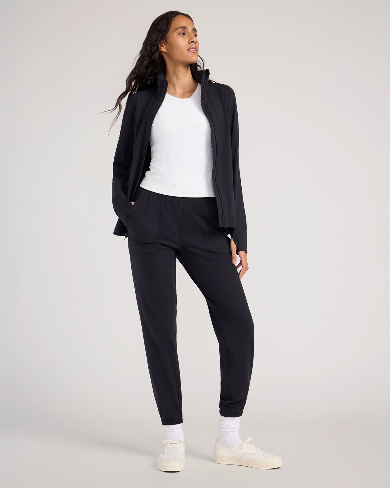 The Soft Luxe Peached Relaxed Yoga Jacket - Black