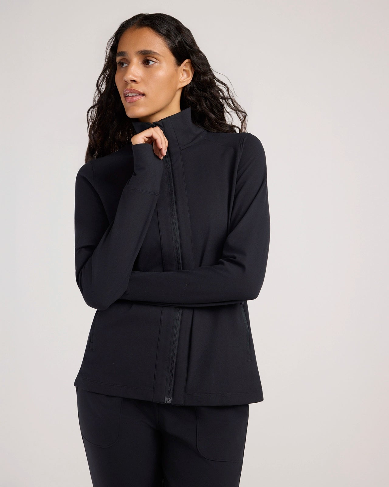 The Soft Luxe Peached Relaxed Yoga Jacket - Black