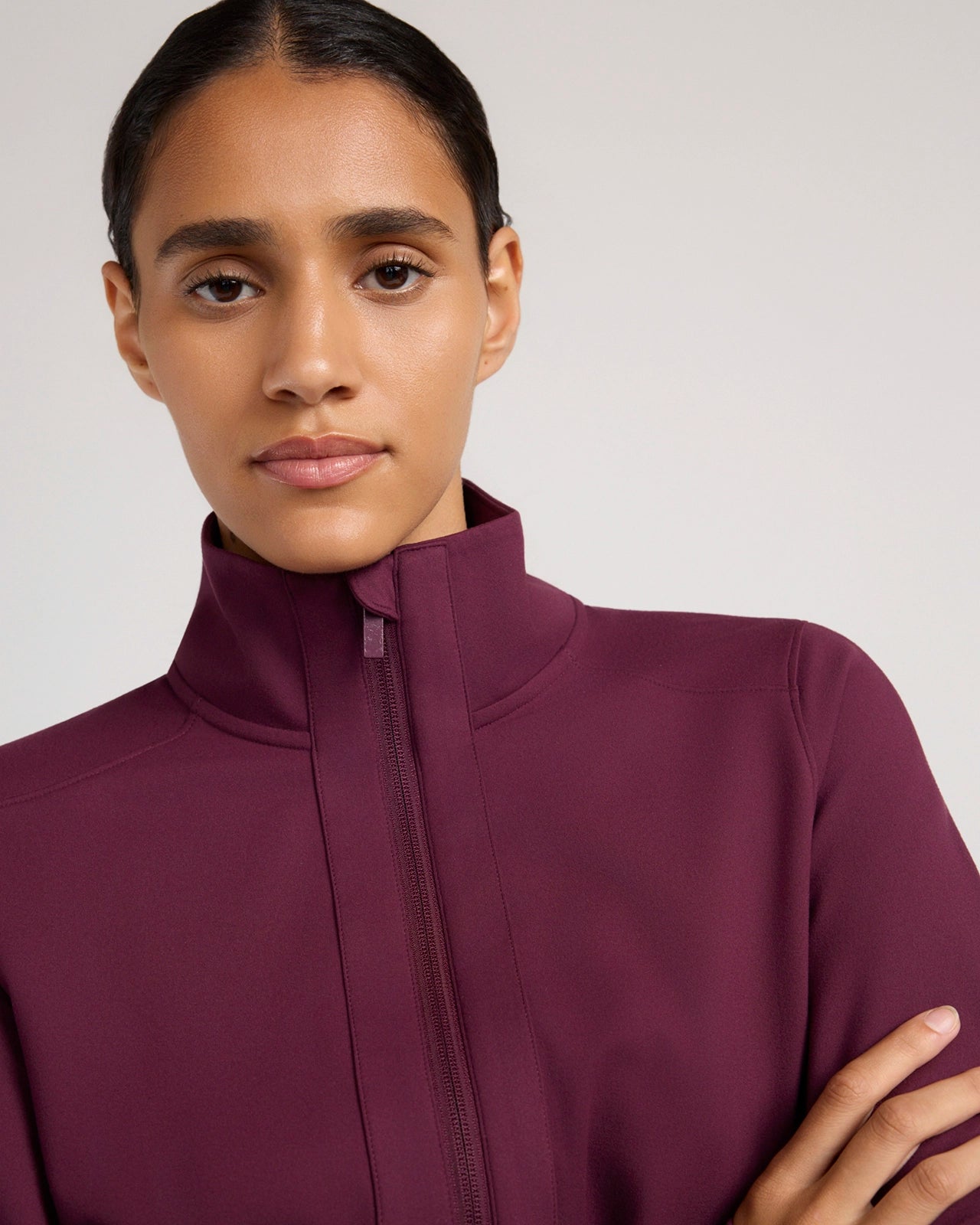 The Soft Luxe Peached Relaxed Yoga Jacket - Fig Purple