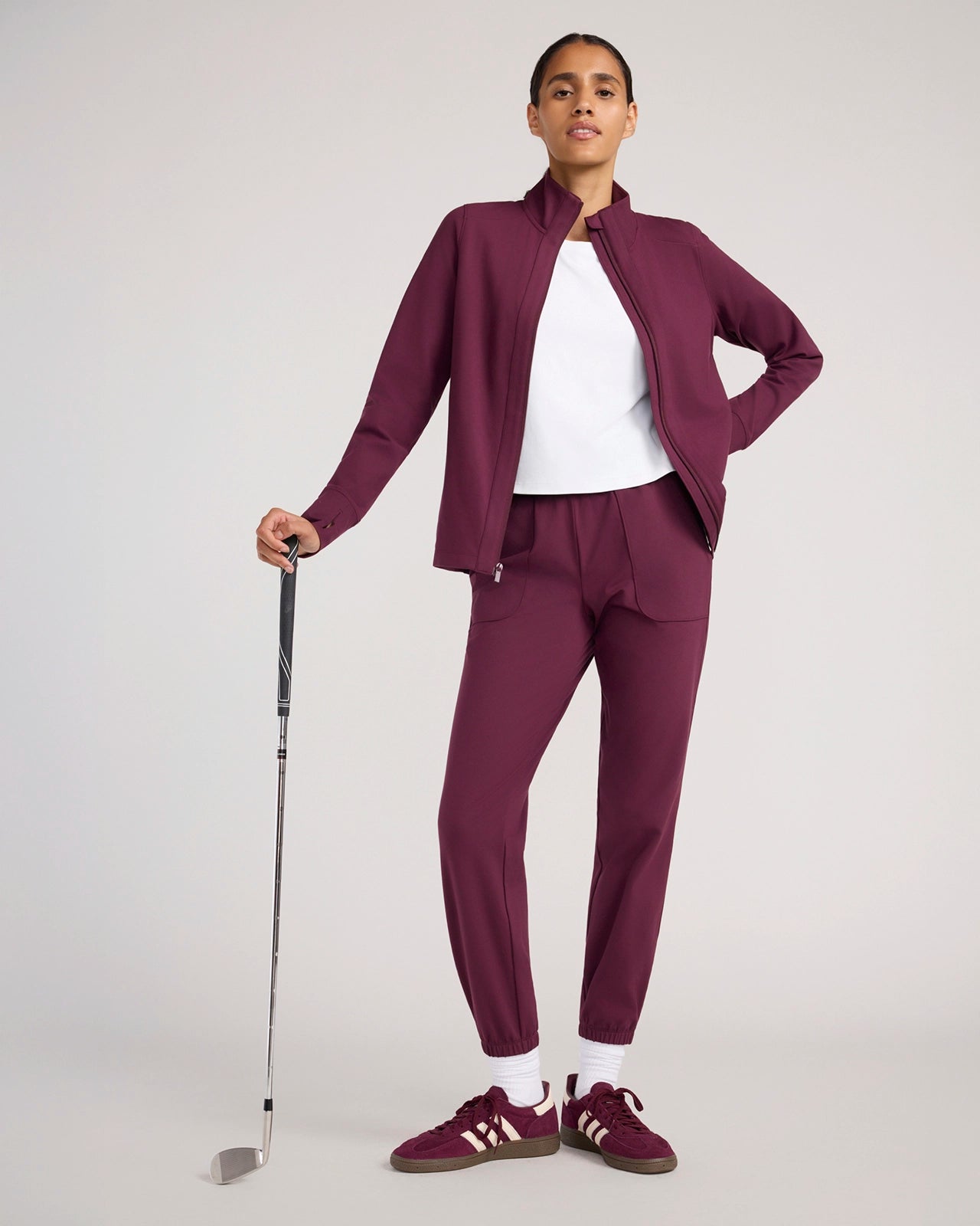 The Soft Luxe Peached Relaxed Yoga Jacket - Fig Purple
