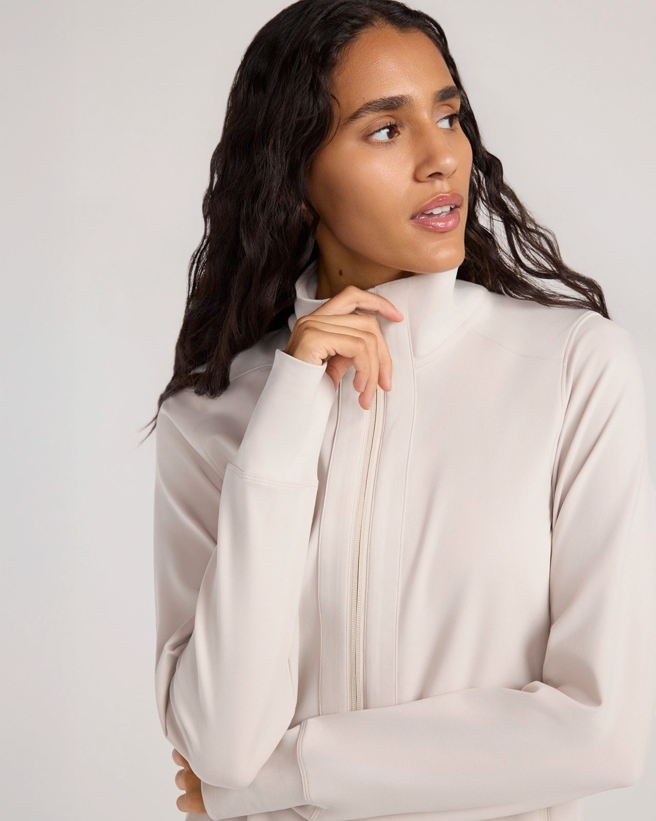 The Soft Luxe Peached Relaxed Yoga Jacket - Pumice Stone Beige