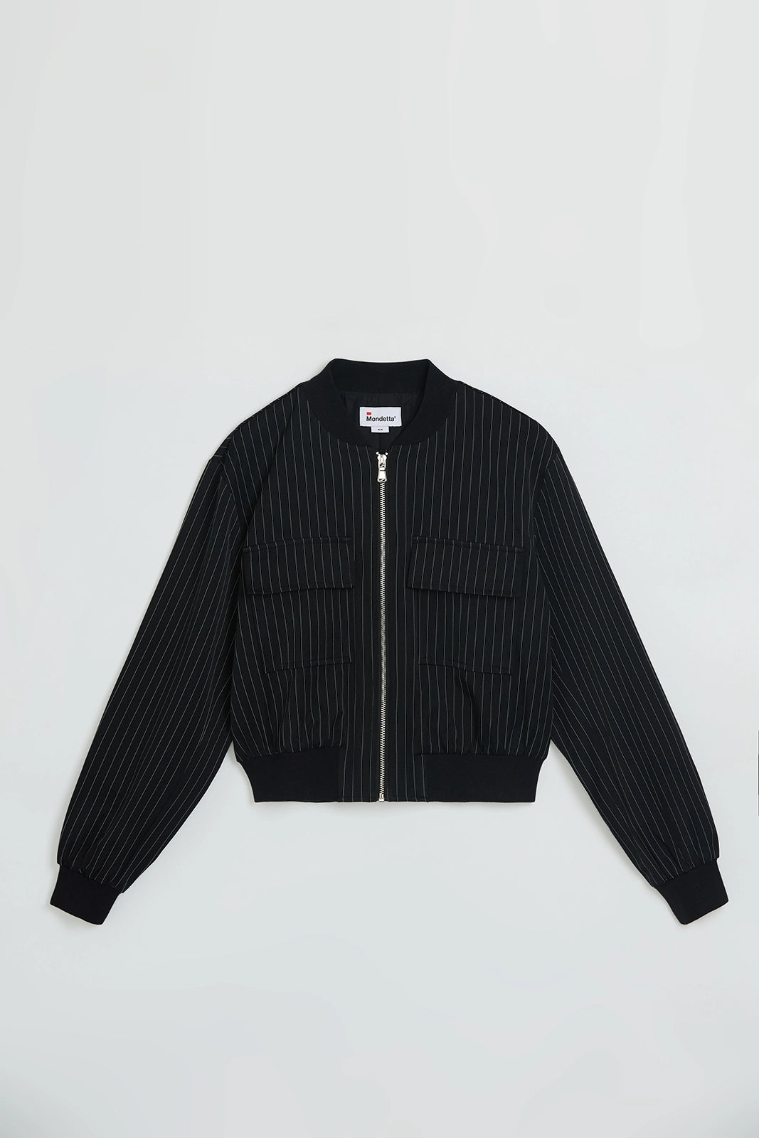 The Soft Stretch Pinstripe Cropped Jacket - Black Pinstripe
