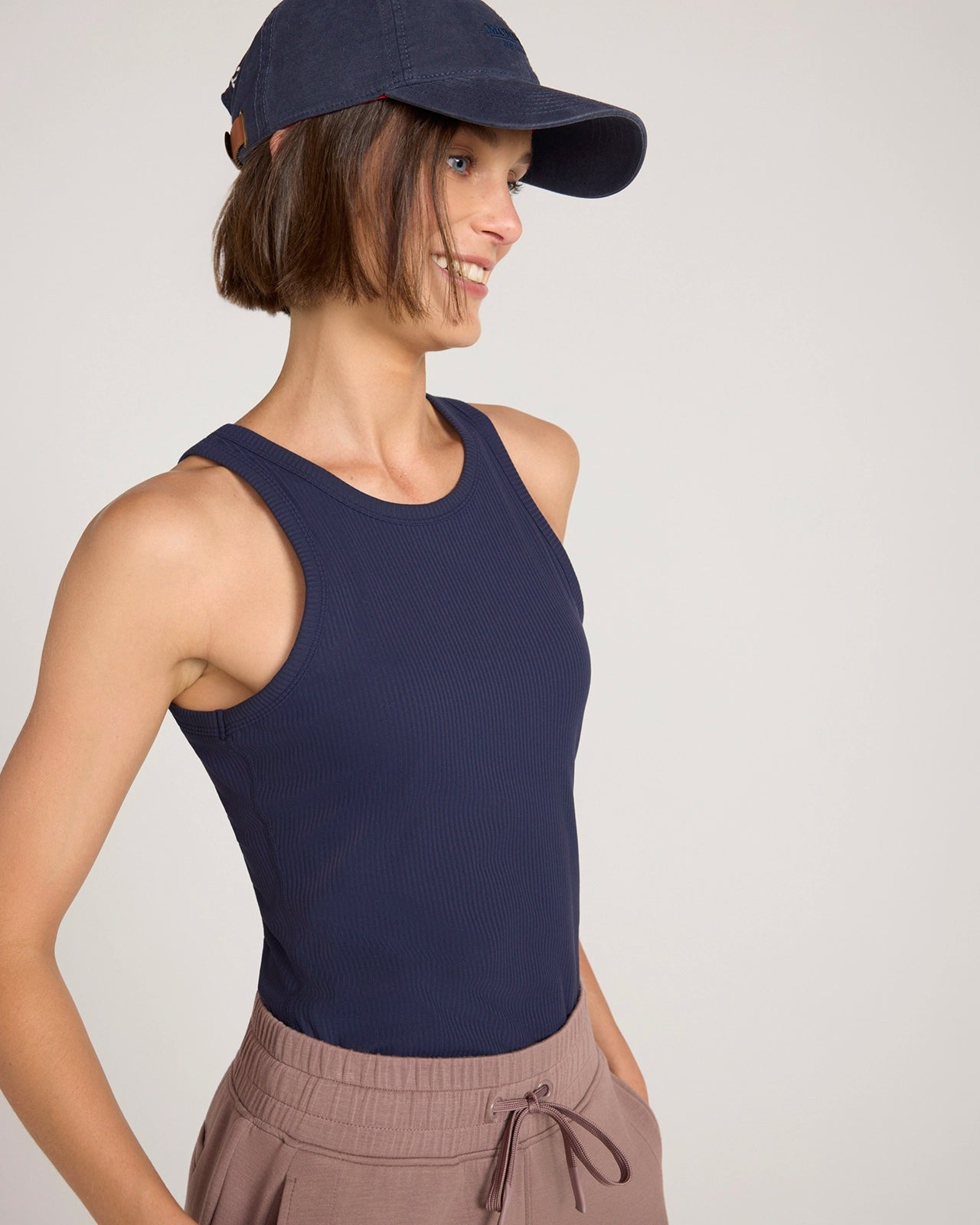 The Active Ribbed Shelf Bra Tank - Baritone Blue