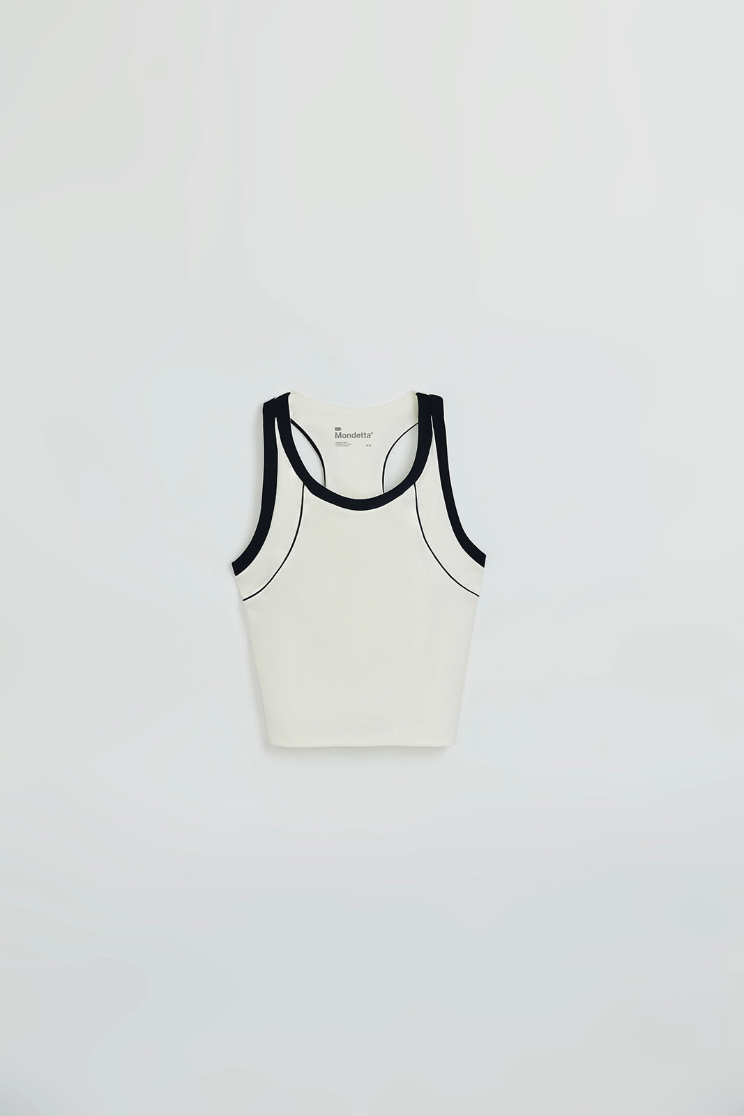 The Active Colour Blocked Cropped Shelf Bra Tank - Coconut Milk/Black
