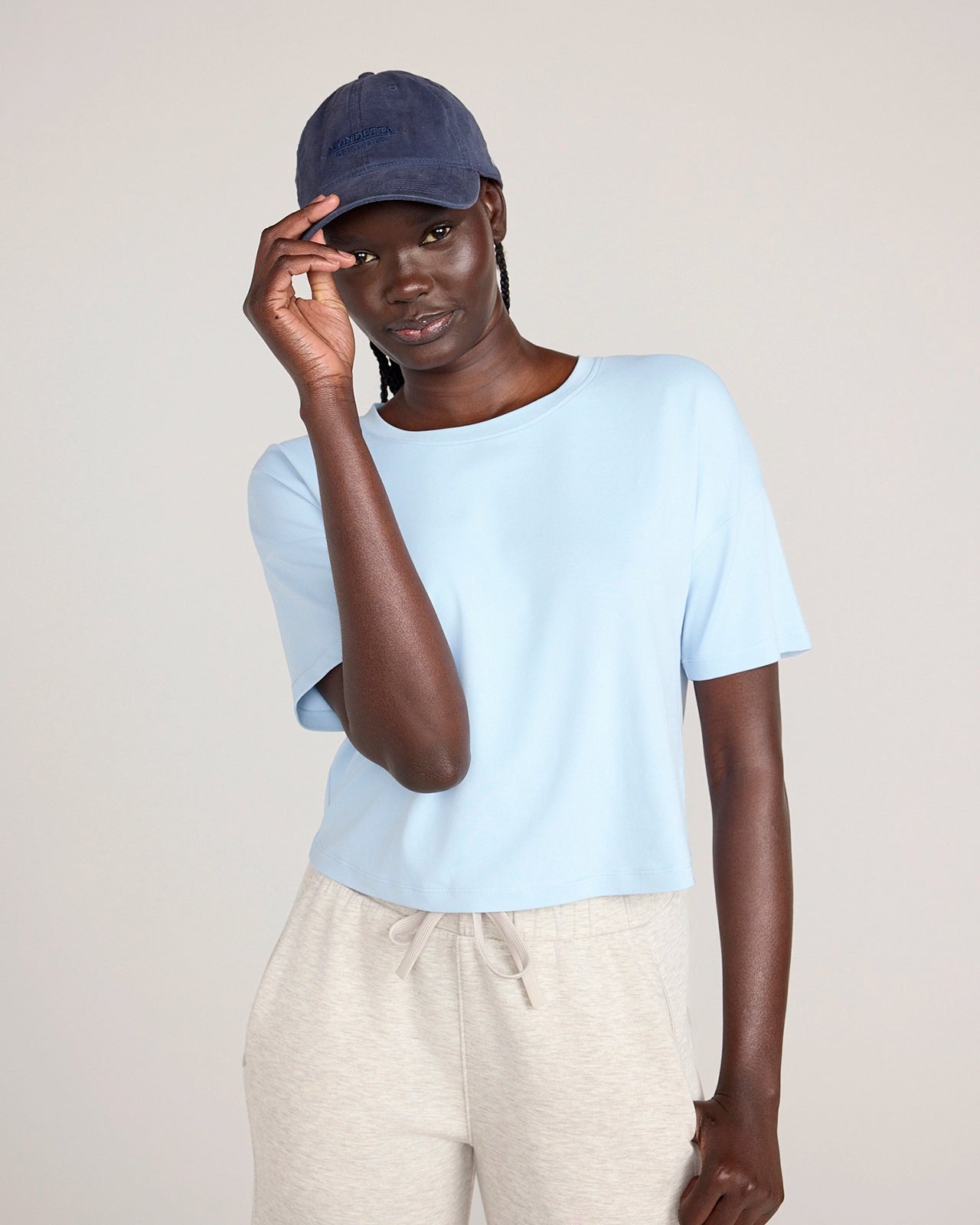 The Active GRS Certified Recycled Nylon Pique Mesh Cropped Boyfriend Tee - Skyway