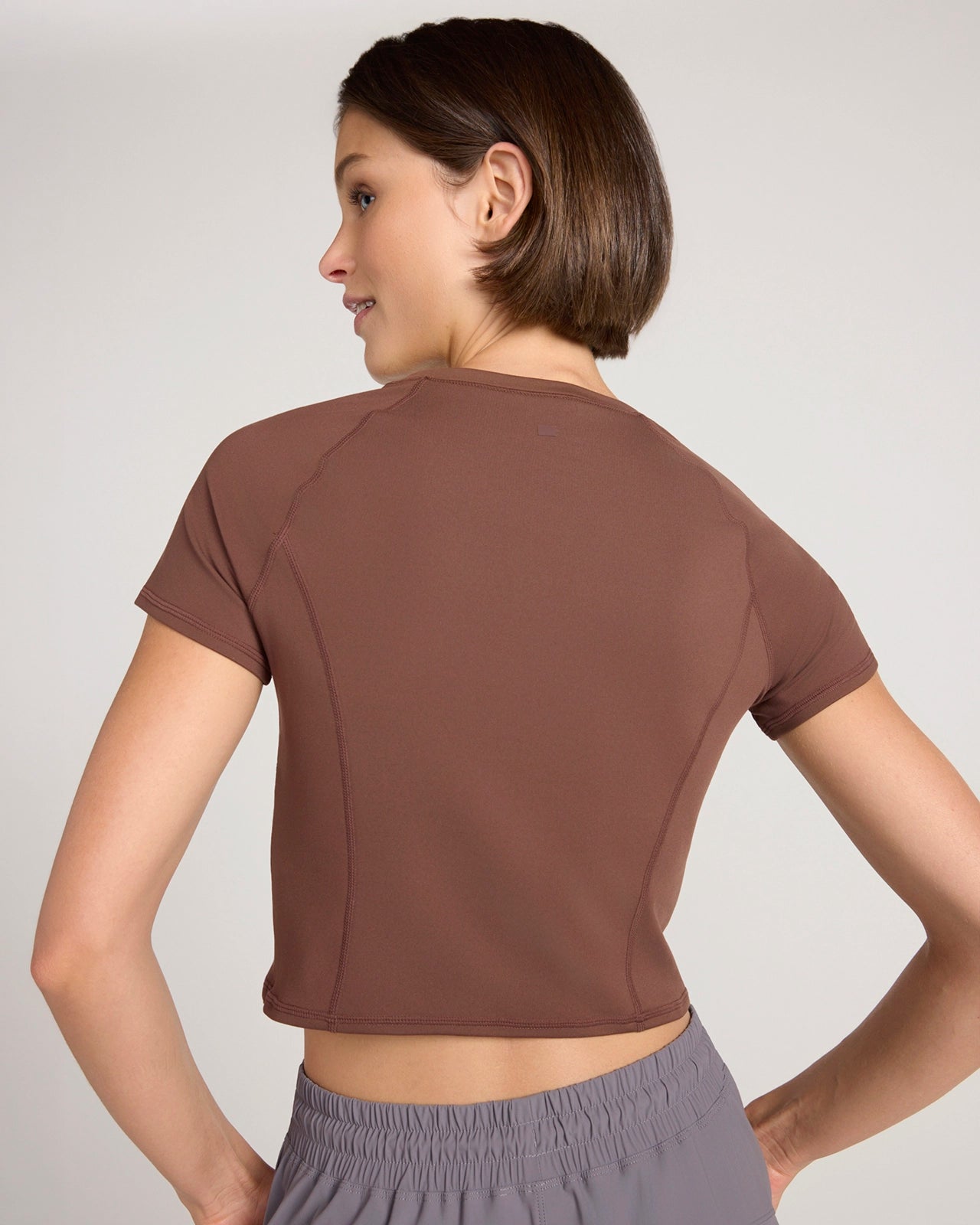 The Active Cropped Studio Tee - Shaved Chocolate