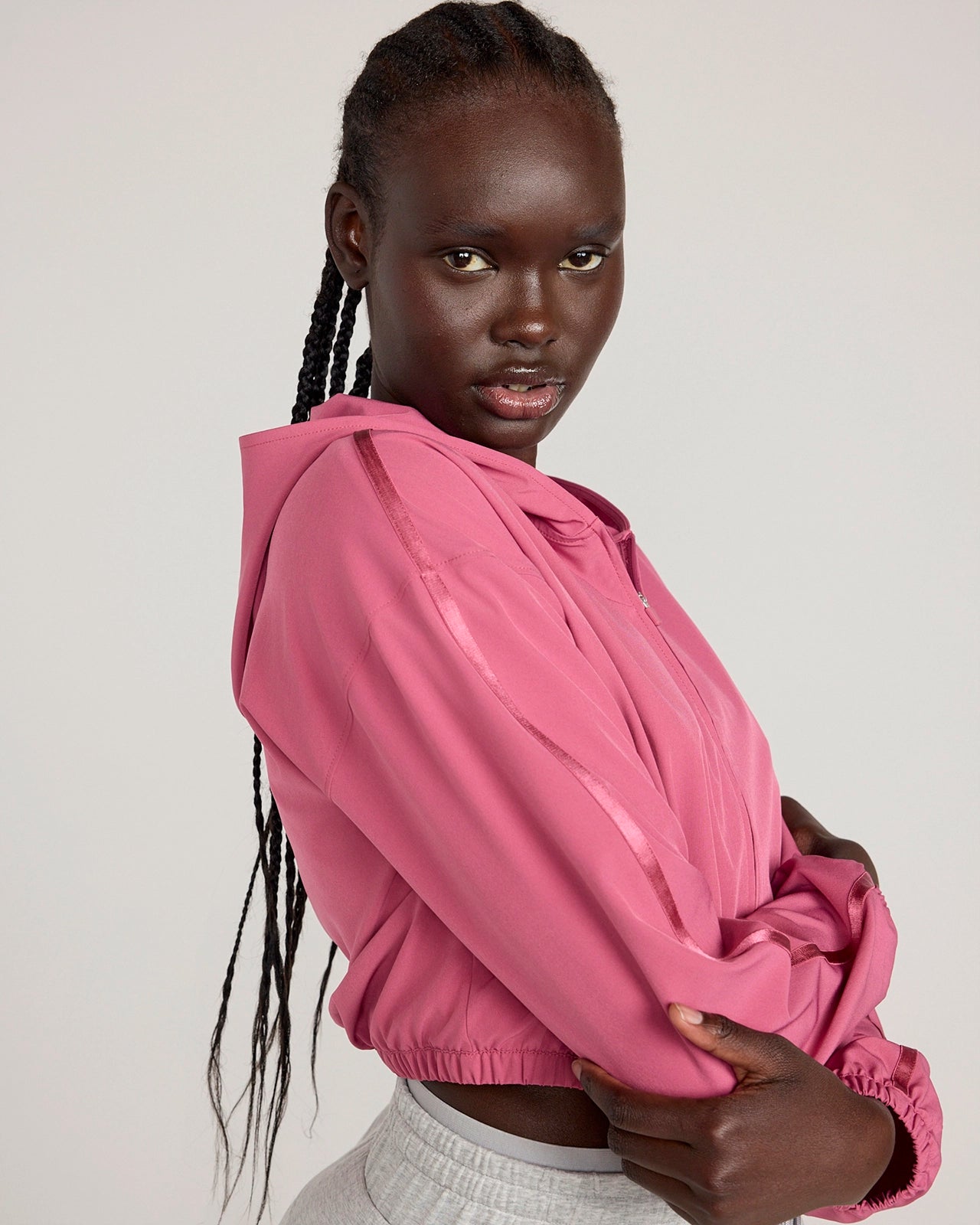 The Active Cropped Hooded Jacket - Malaga Pink